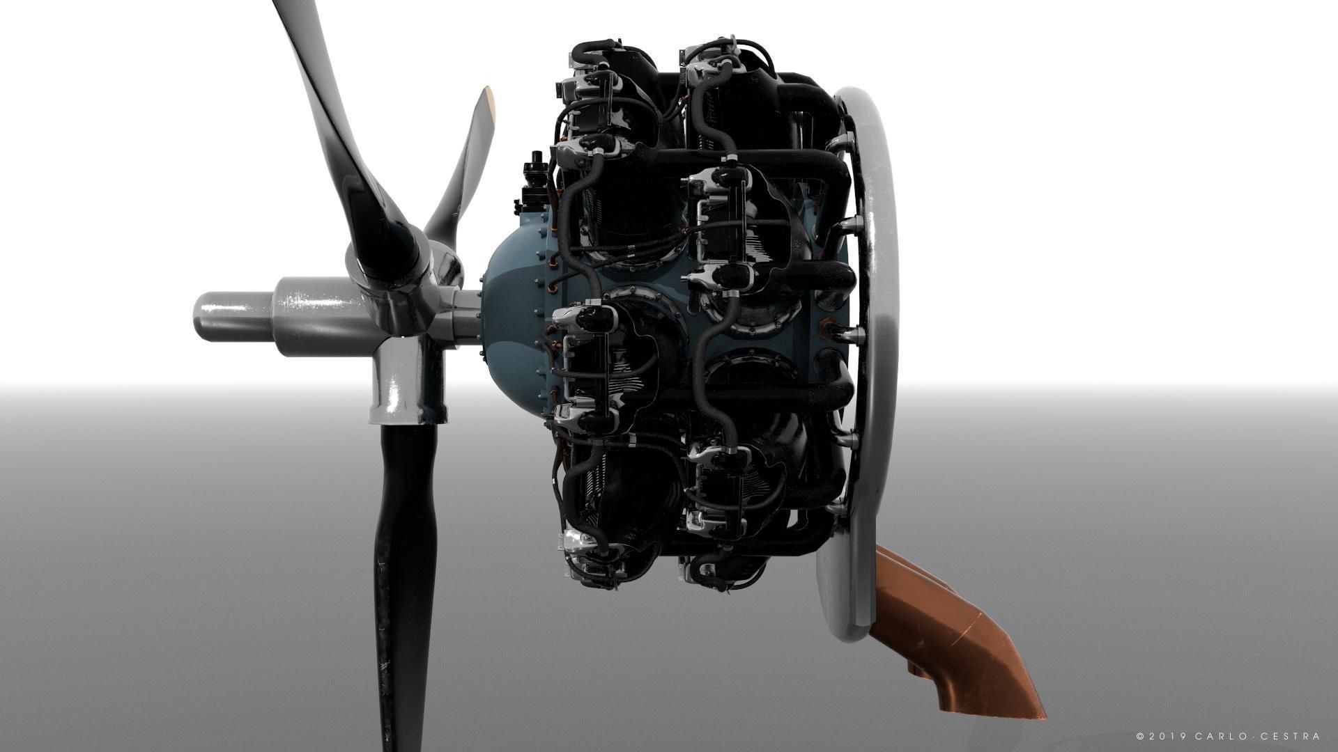 R-1830 Twin Wasp Aircraft Engine 3D model_13