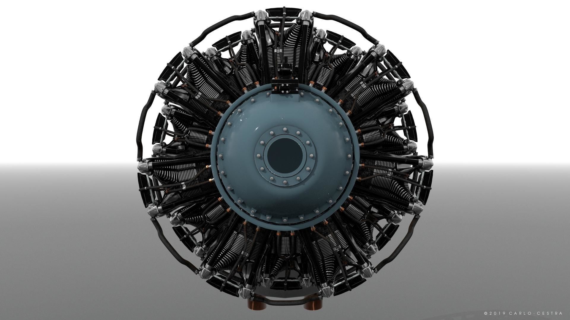R-1830 Twin Wasp Aircraft Engine 3D model_4