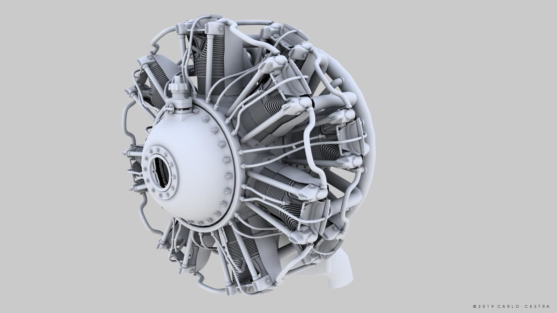 R-1830 Twin Wasp Aircraft Engine 3D model_18