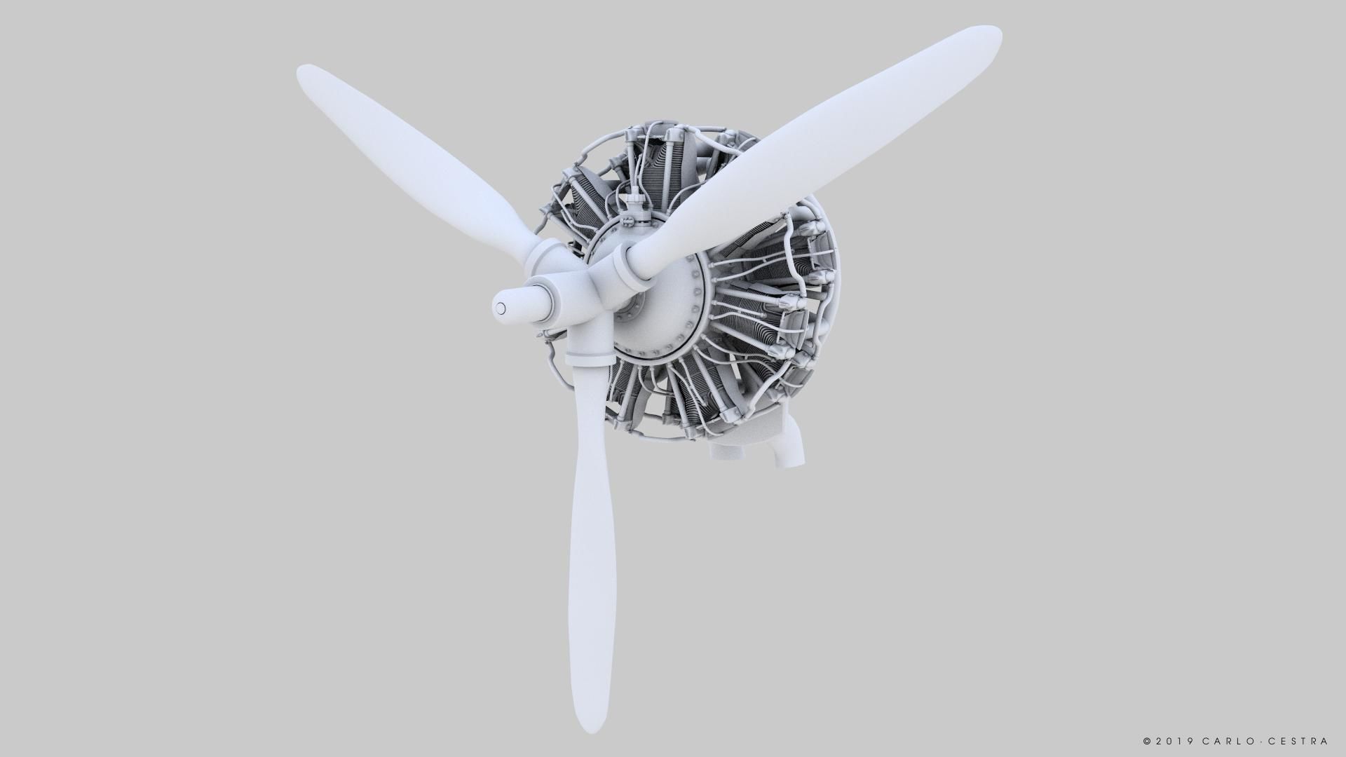R-1830 Twin Wasp Aircraft Engine 3D model_26