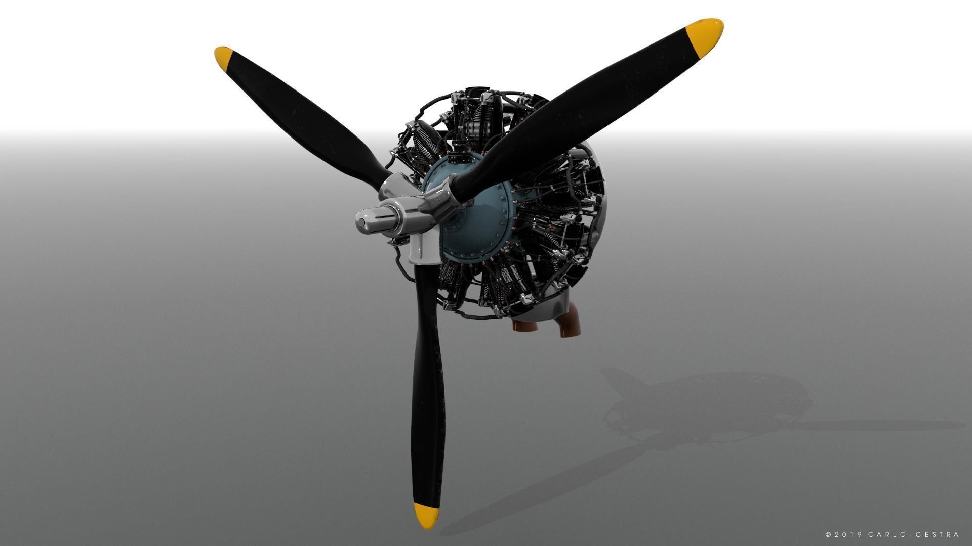 R-1830 Twin Wasp Aircraft Engine 3D model_10