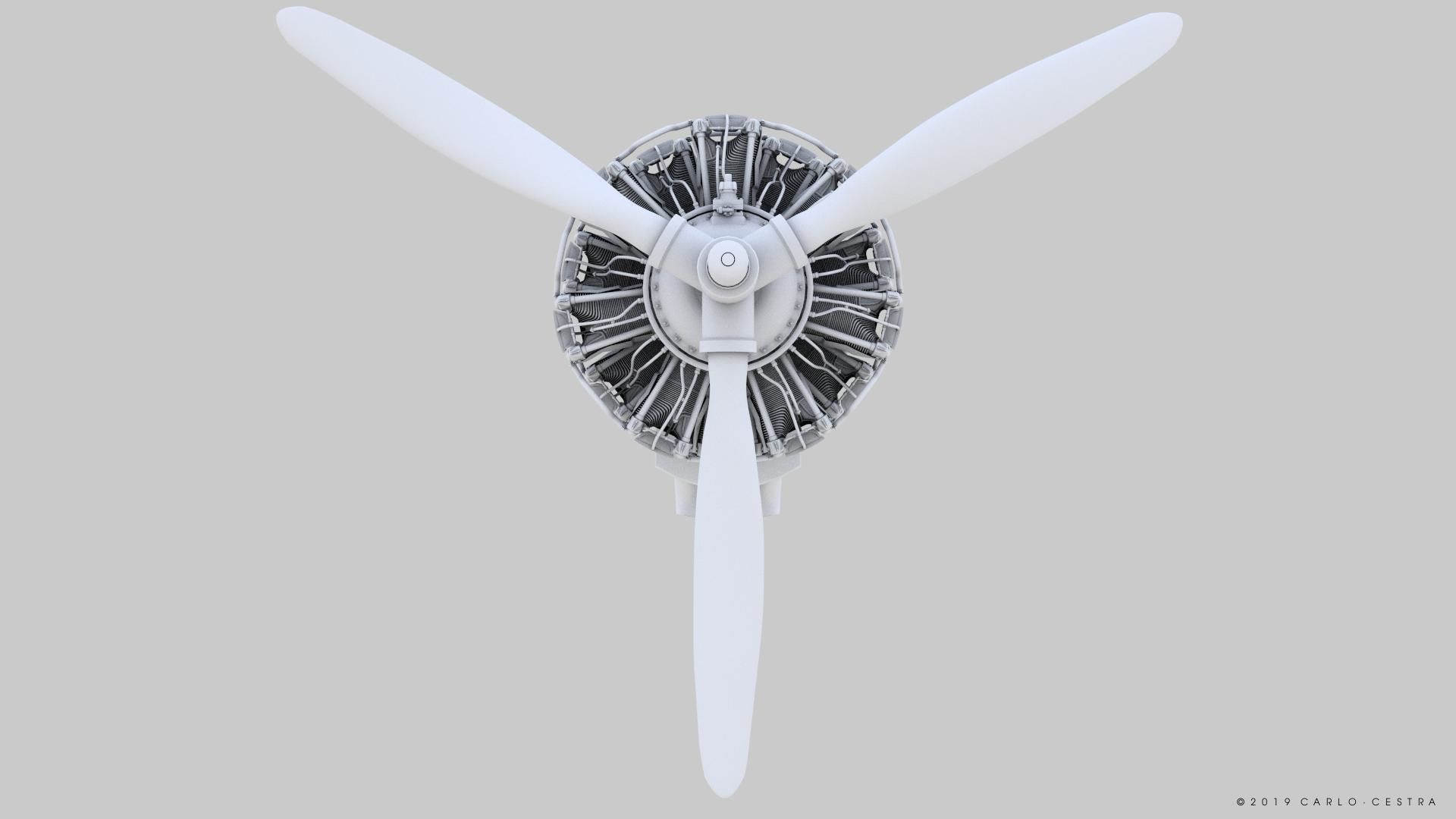 R-1830 Twin Wasp Aircraft Engine 3D model_28