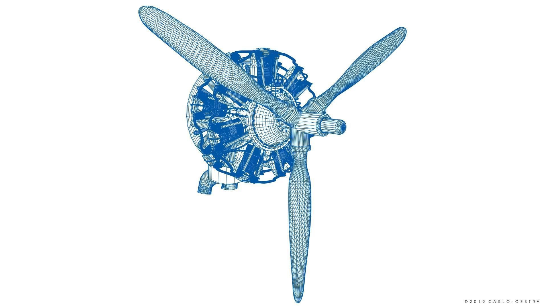 R-1830 Twin Wasp Aircraft Engine 3D model_45