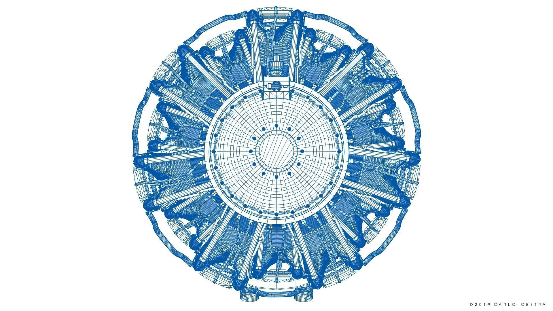 R-1830 Twin Wasp Aircraft Engine 3D model_38