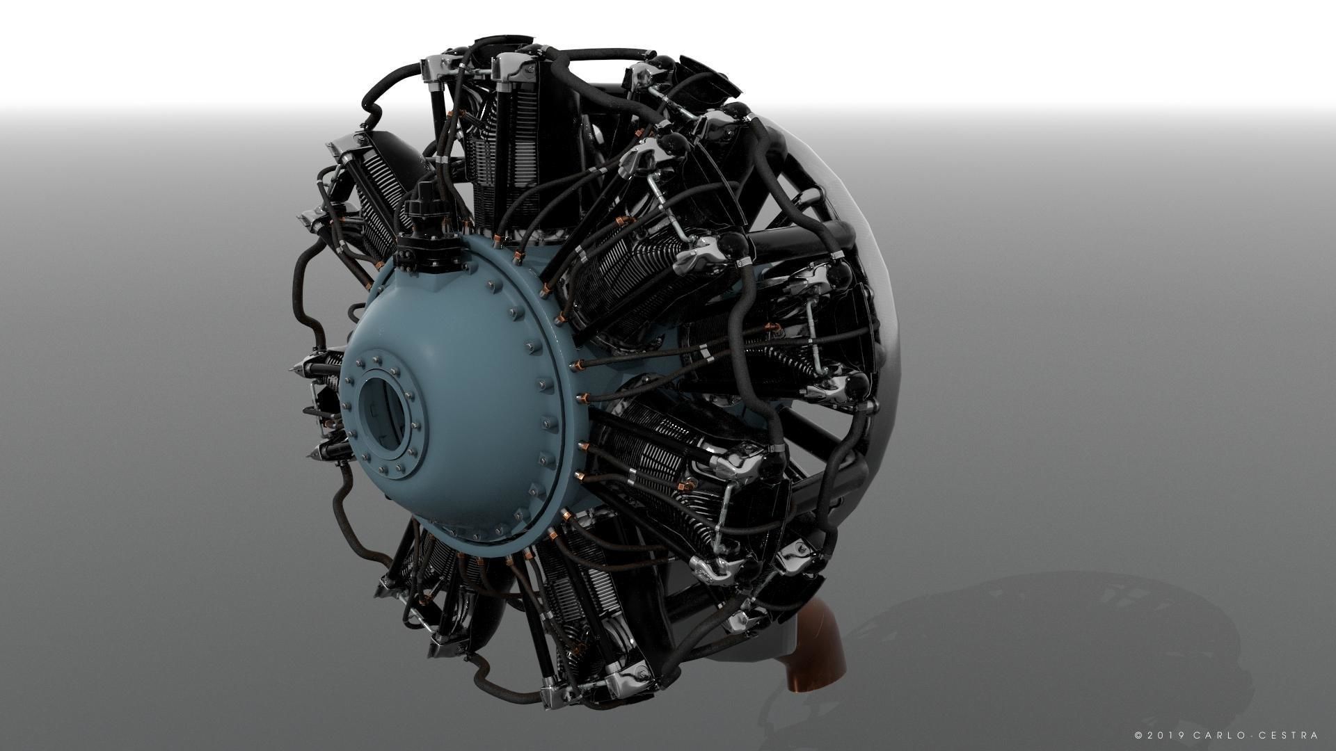 R-1830 Twin Wasp Aircraft Engine 3D model_2