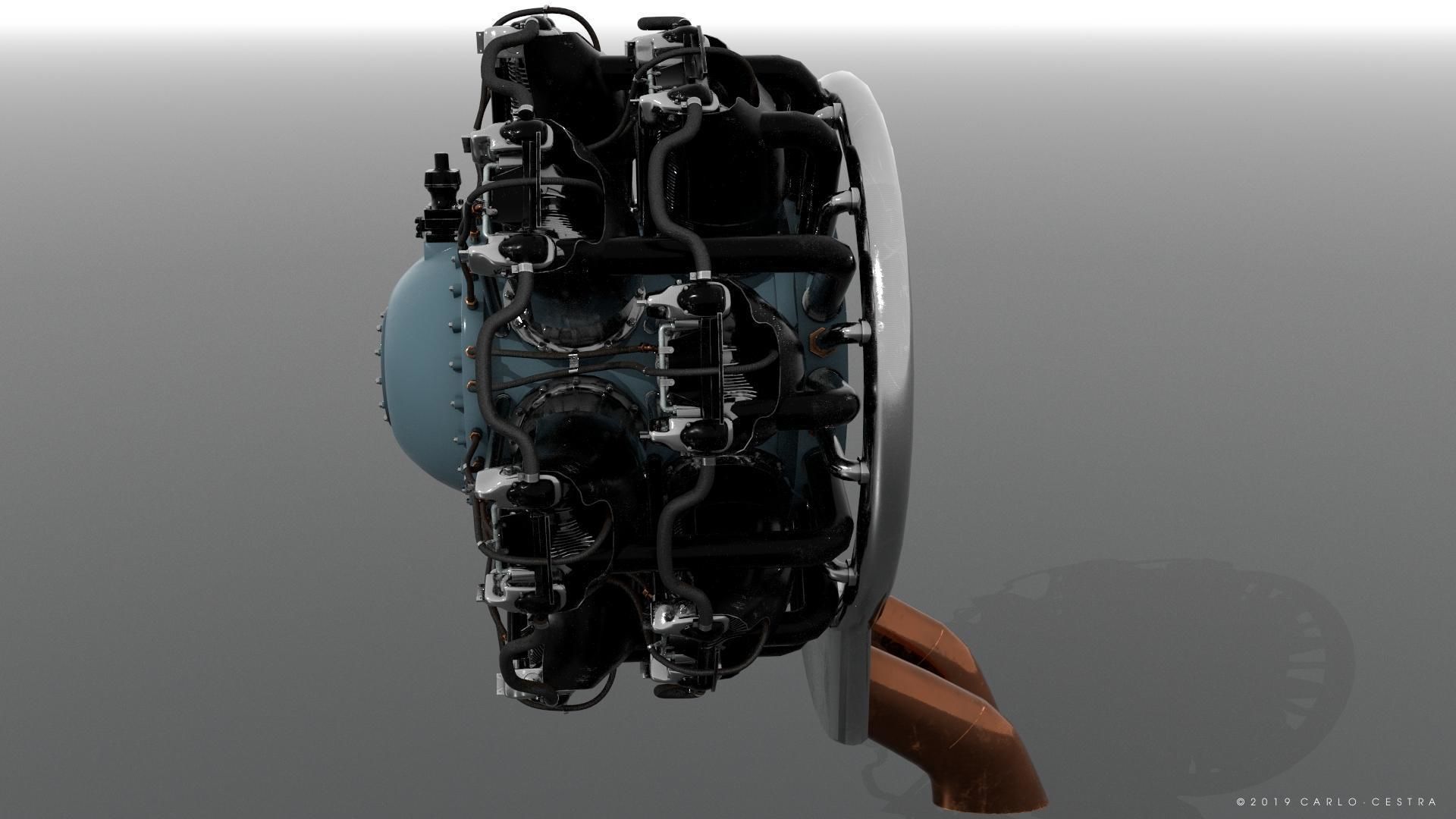 R-1830 Twin Wasp Aircraft Engine 3D model_3