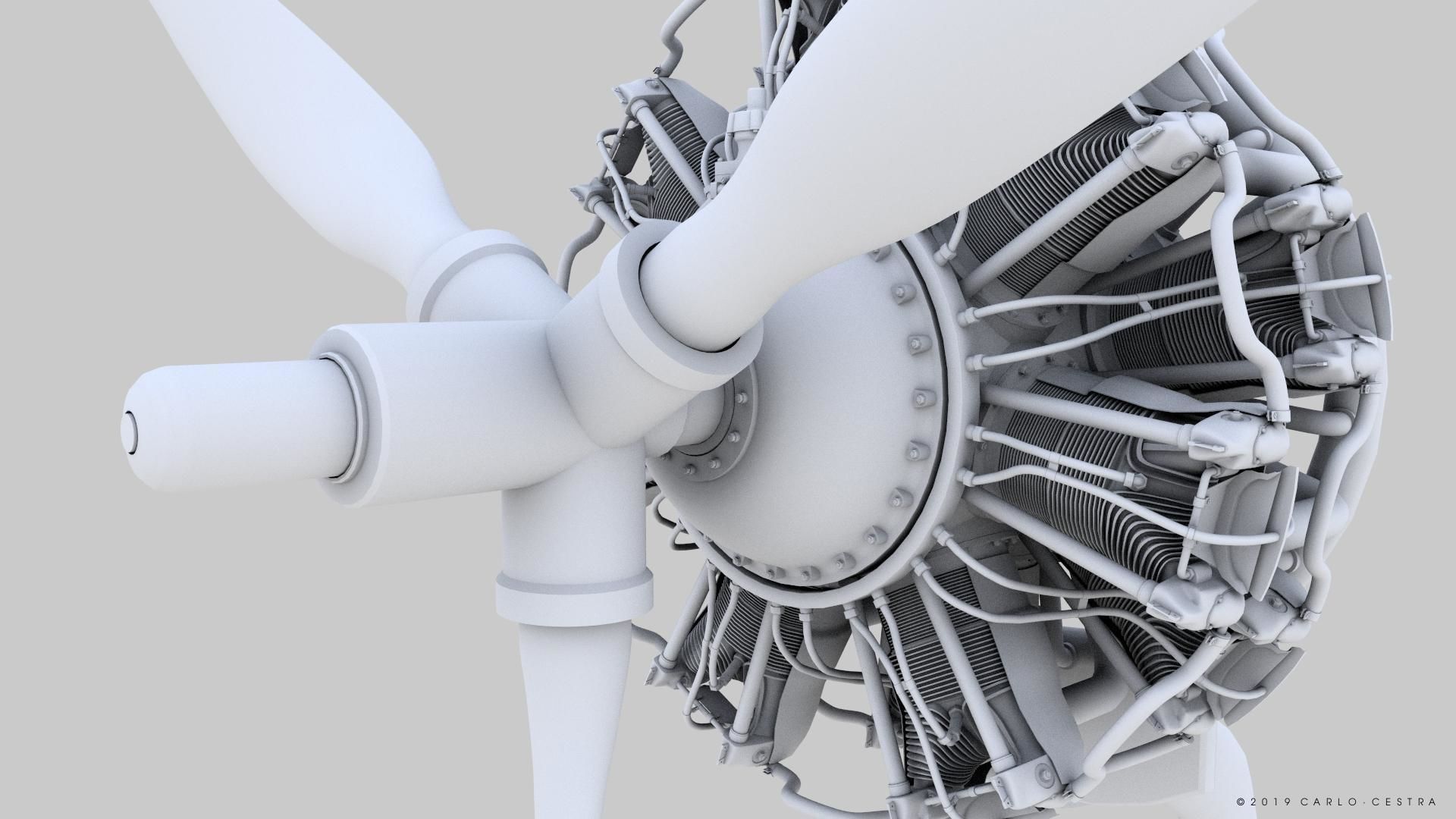 R-1830 Twin Wasp Aircraft Engine 3D model_31