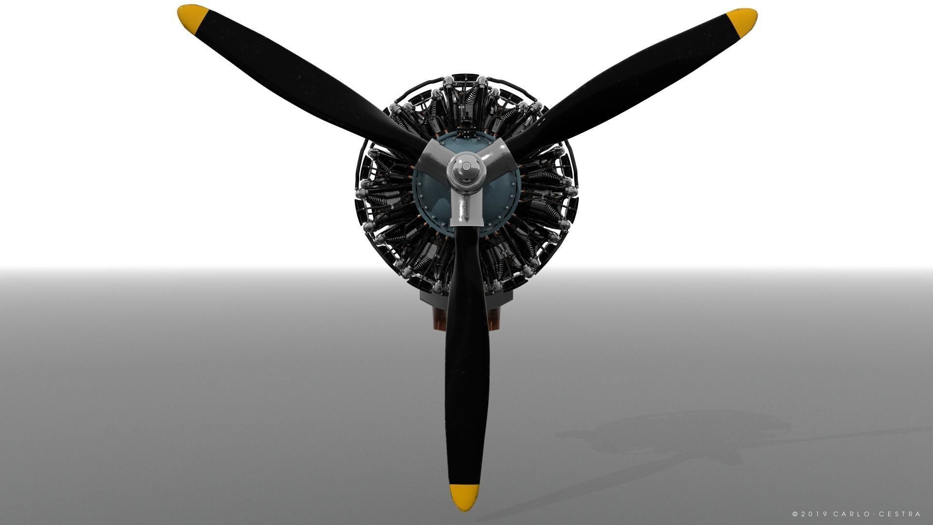 R-1830 Twin Wasp Aircraft Engine 3D model_11