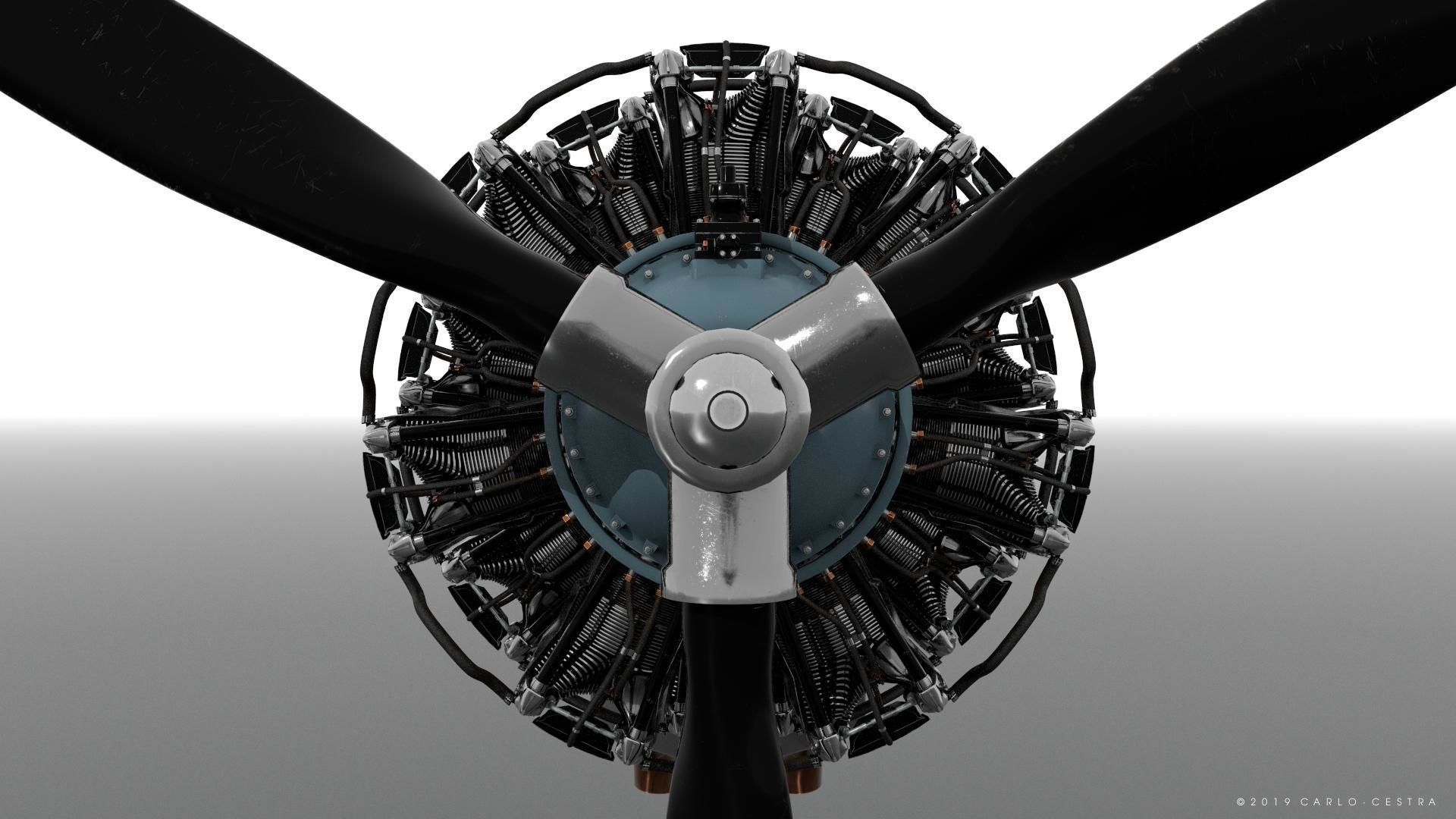 R-1830 Twin Wasp Aircraft Engine 3D model_12