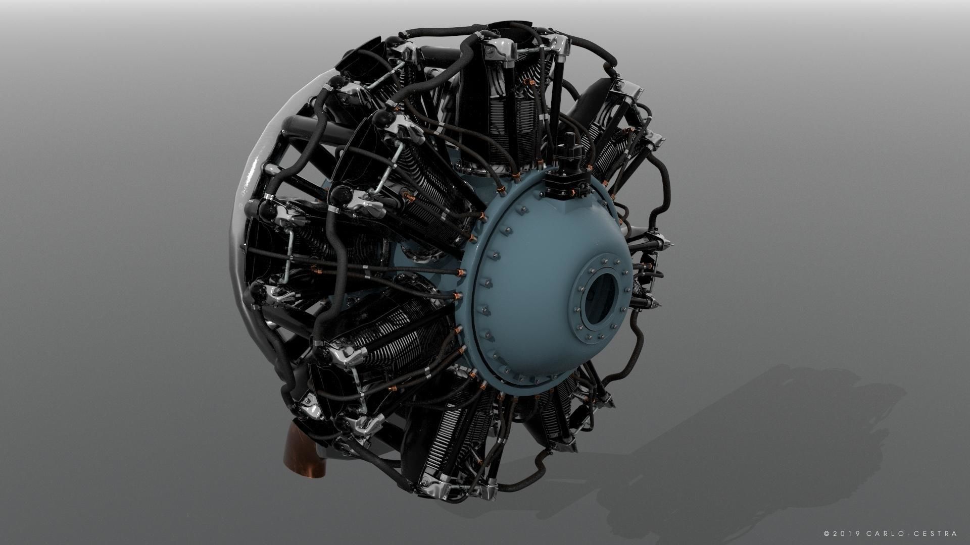 R-1830 Twin Wasp Aircraft Engine 3D model_1