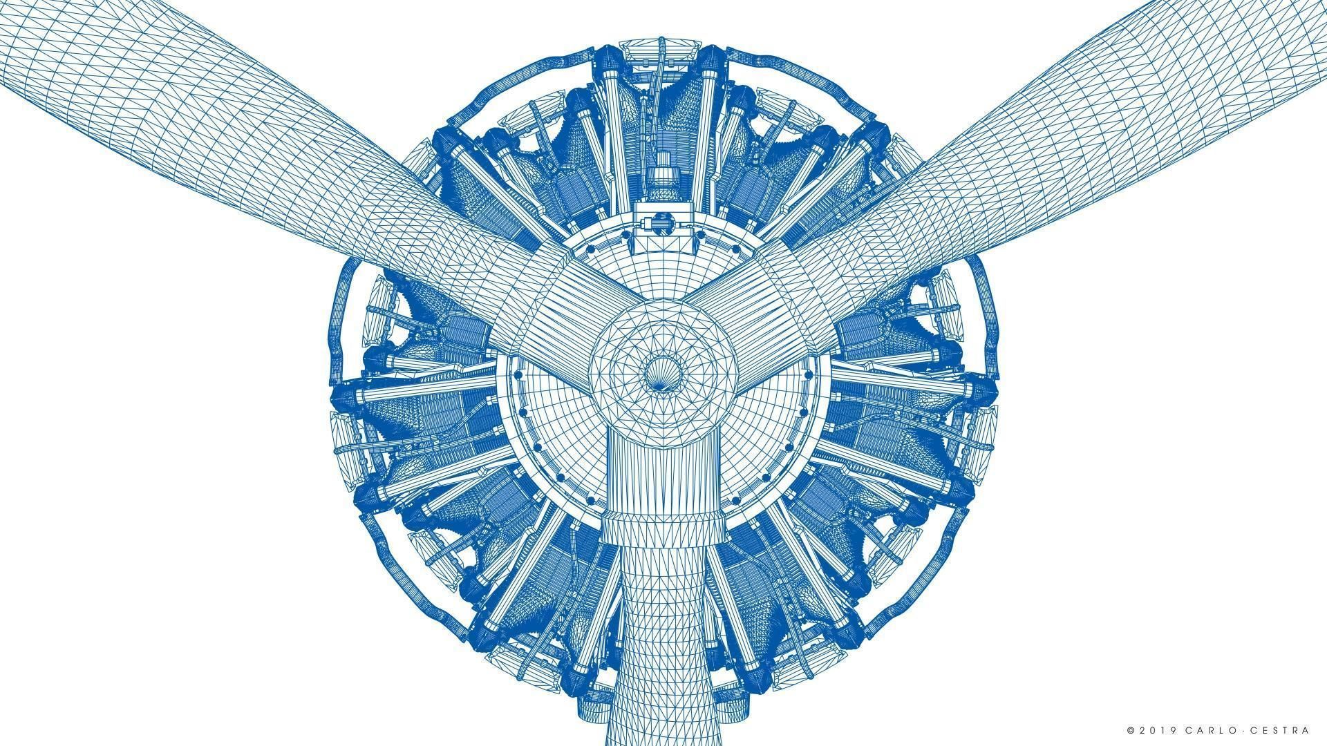 R-1830 Twin Wasp Aircraft Engine 3D model_47