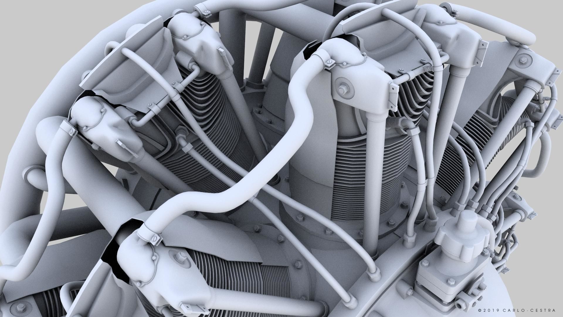 R-1830 Twin Wasp Aircraft Engine 3D model_23