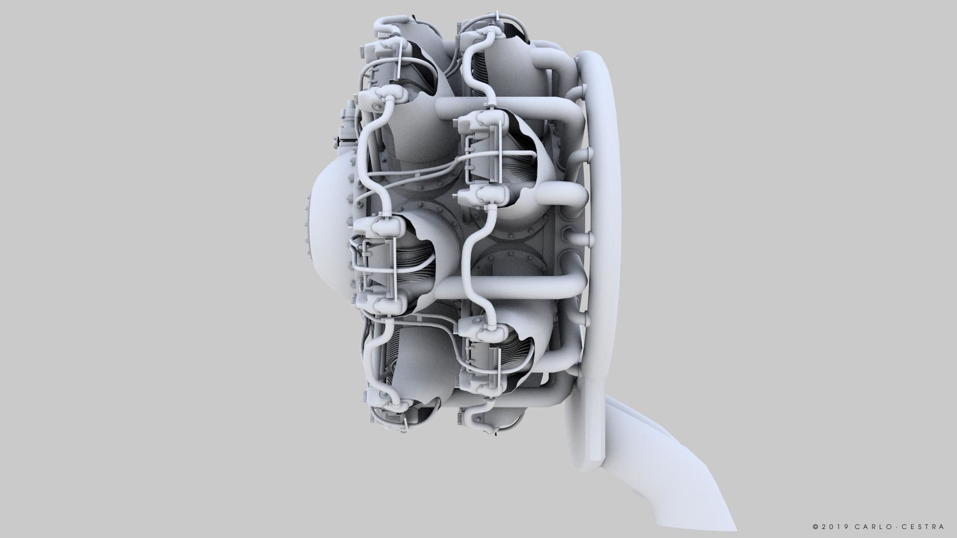 R-1830 Twin Wasp Aircraft Engine 3D model_24