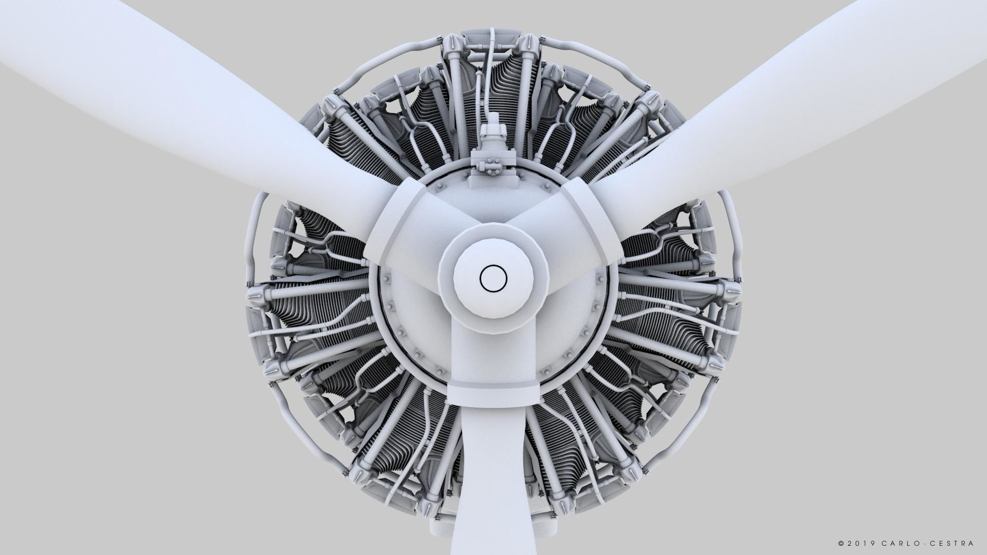 R-1830 Twin Wasp Aircraft Engine 3D model_29