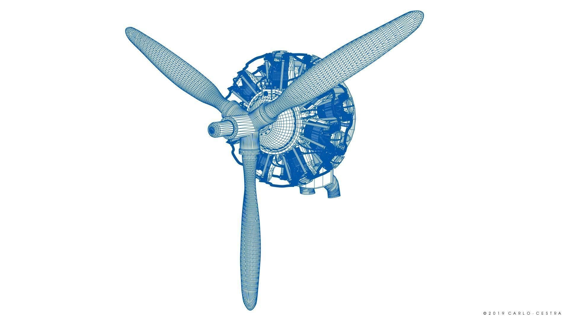 R-1830 Twin Wasp Aircraft Engine 3D model_44