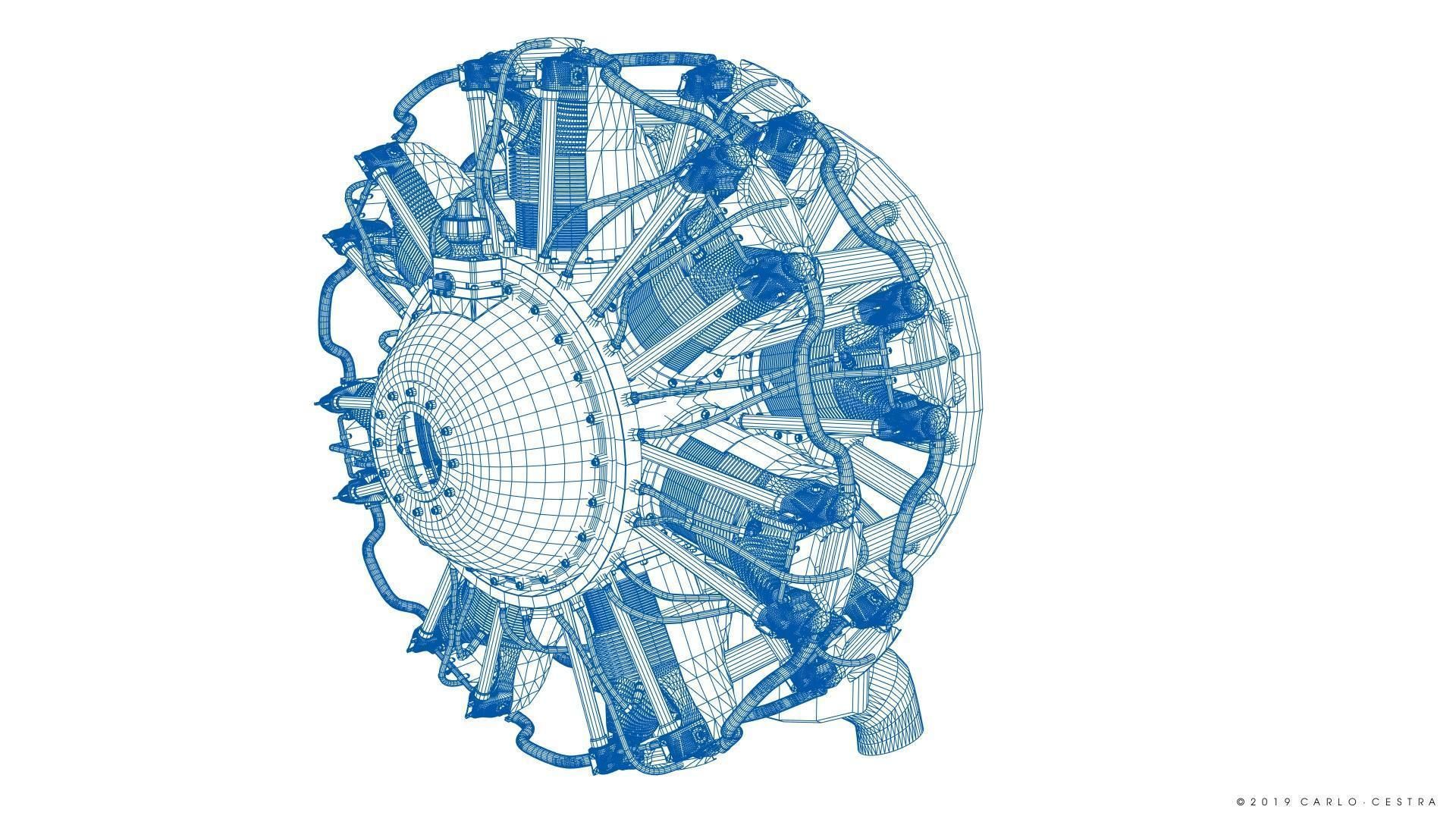 R-1830 Twin Wasp Aircraft Engine 3D model_36