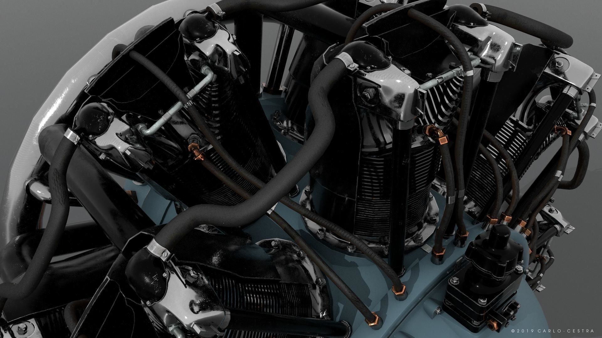 R-1830 Twin Wasp Aircraft Engine 3D model_7