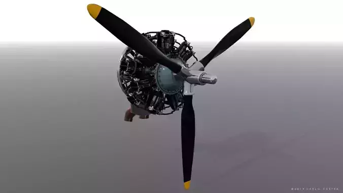 R-1830 Twin Wasp Aircraft Engine 3D model