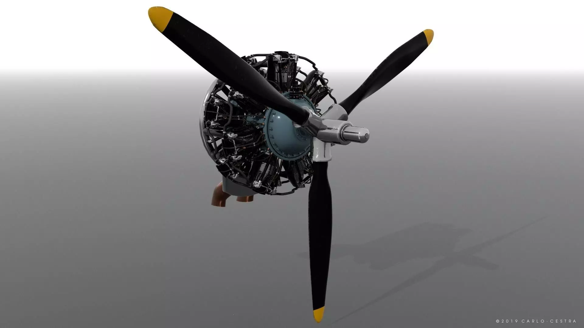 R-1830 Twin Wasp Aircraft Engine 3D model_0