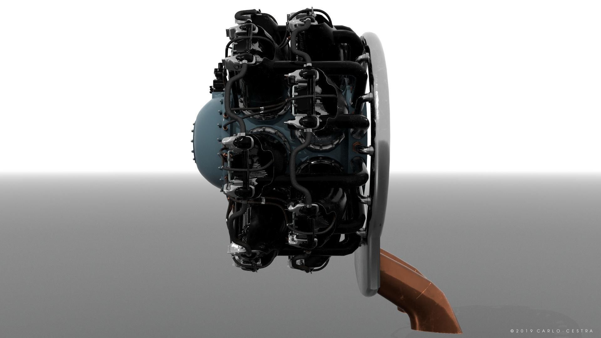 R-1830 Twin Wasp Aircraft Engine 3D model_8