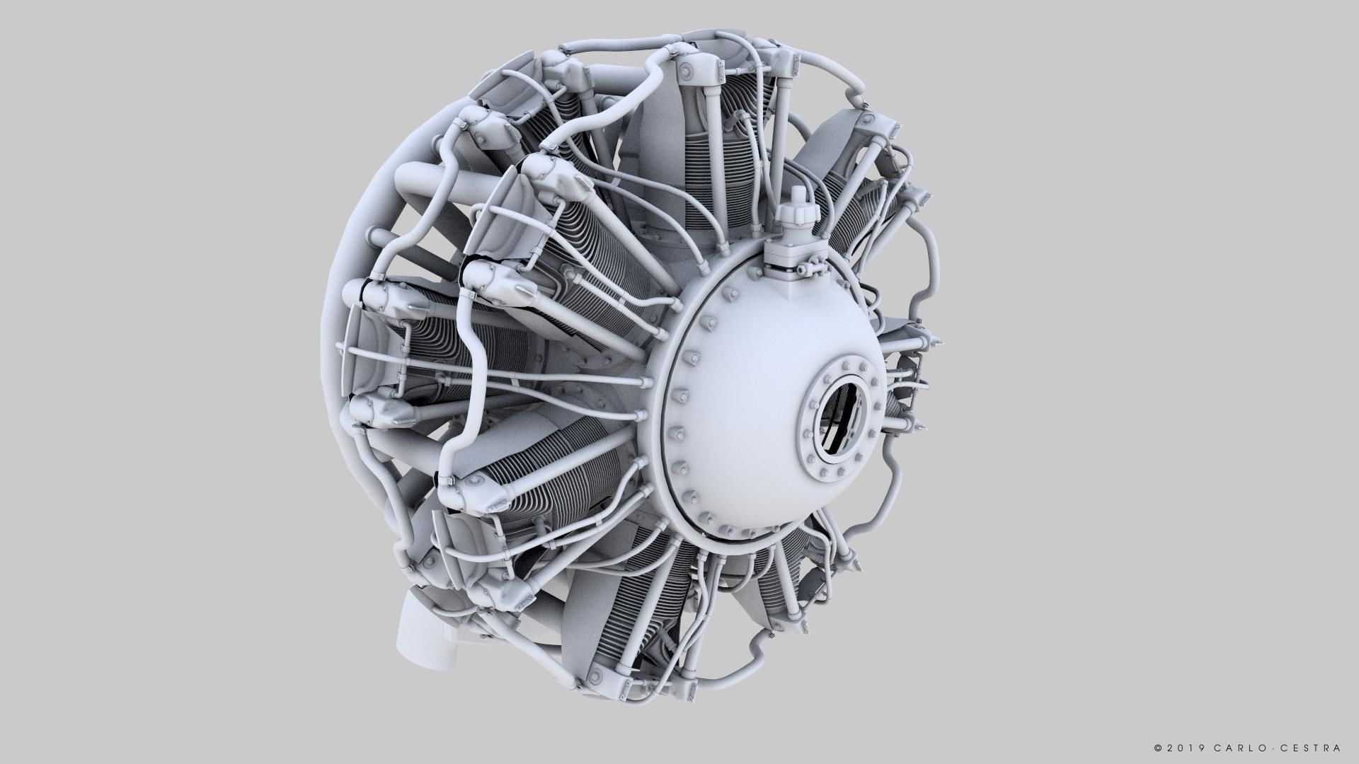 R-1830 Twin Wasp Aircraft Engine 3D model_17