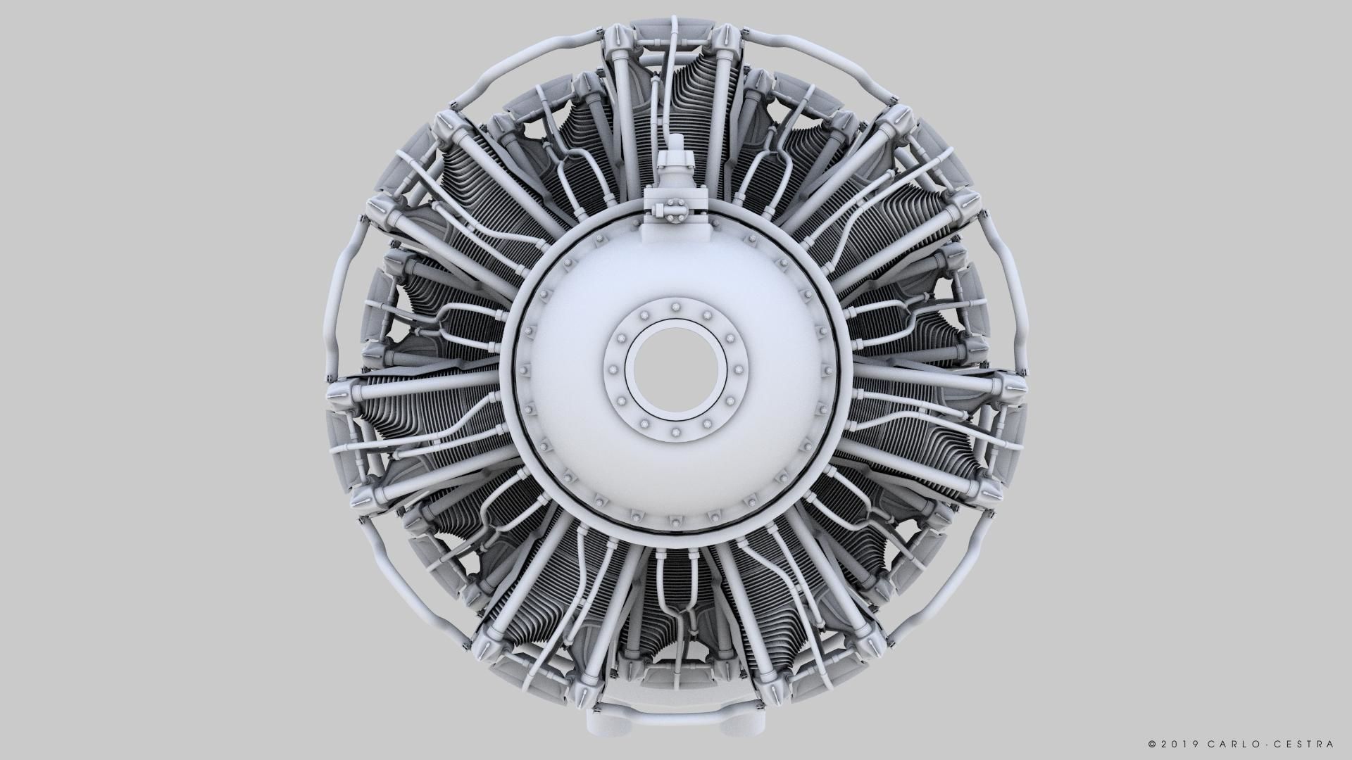R-1830 Twin Wasp Aircraft Engine 3D model_20