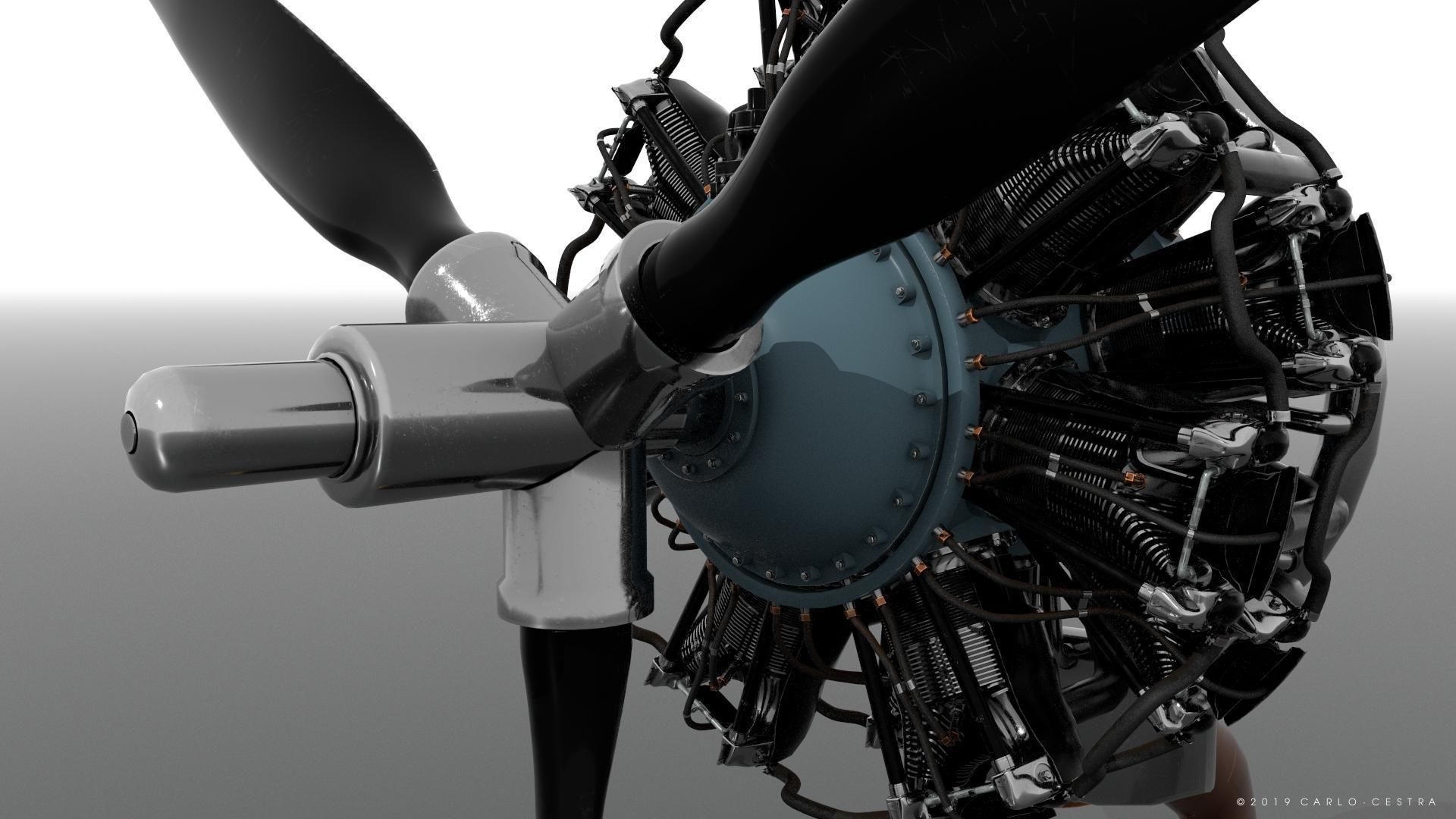R-1830 Twin Wasp Aircraft Engine 3D model_14