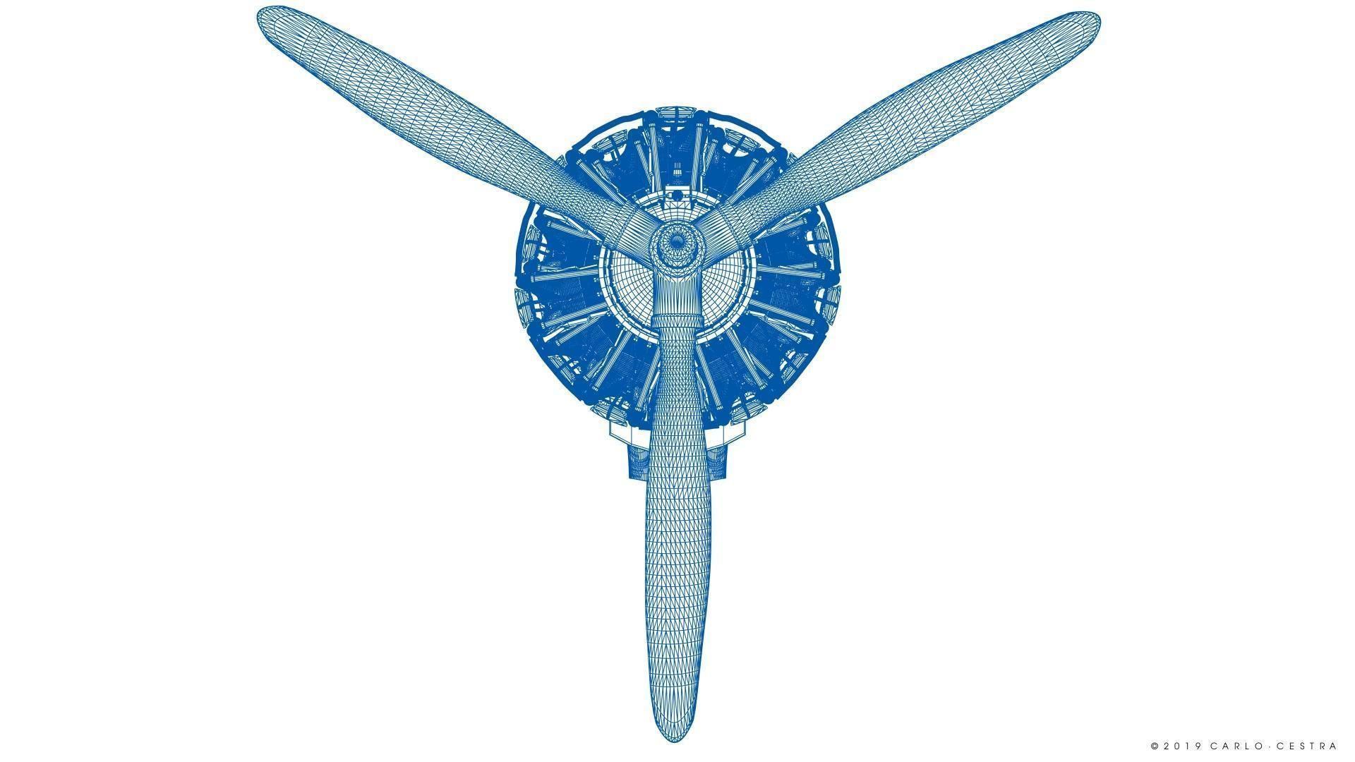 R-1830 Twin Wasp Aircraft Engine 3D model_46