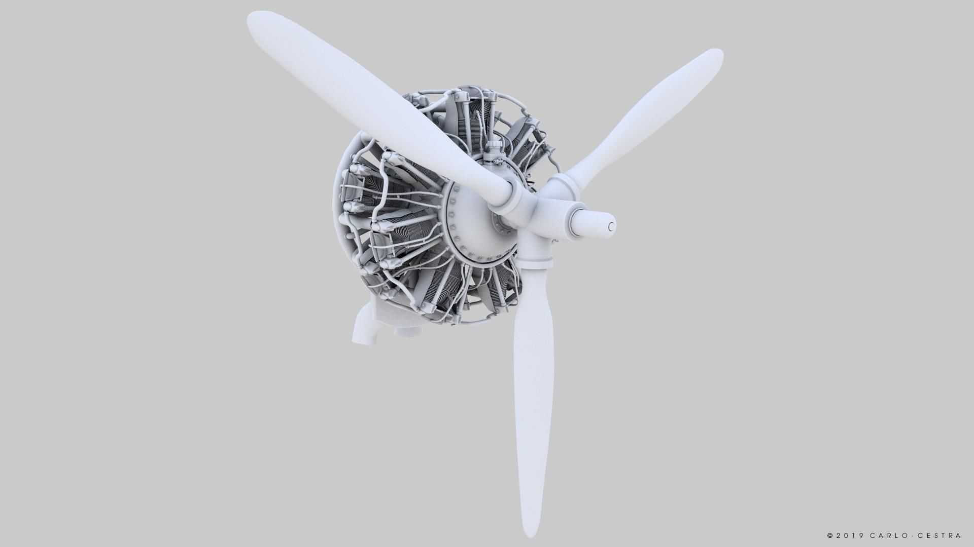 R-1830 Twin Wasp Aircraft Engine 3D model_27