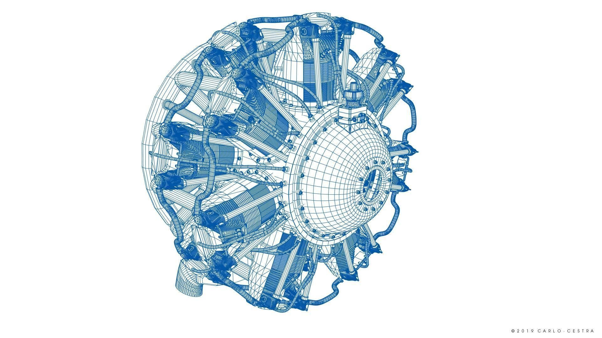 R-1830 Twin Wasp Aircraft Engine 3D model_35