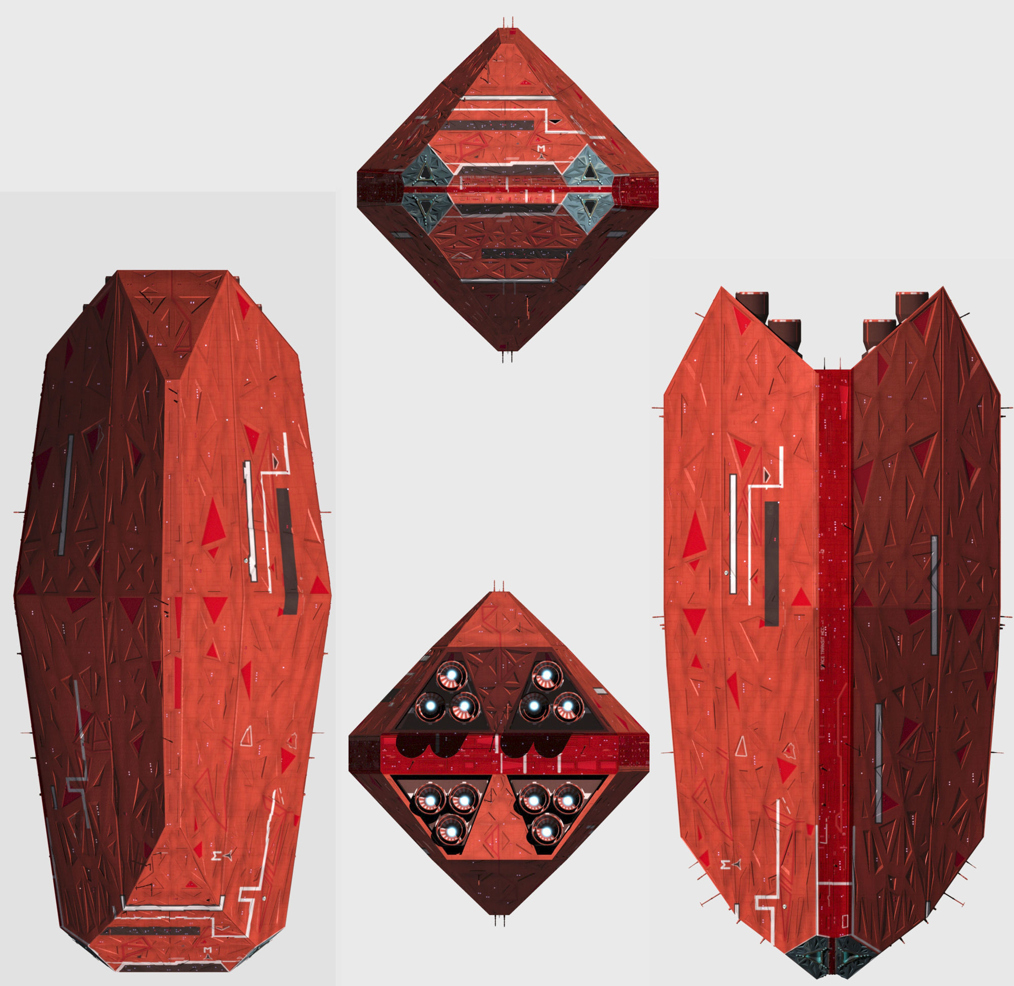 Starship star trek xenoblade spaceship Low-poly 3D model_9