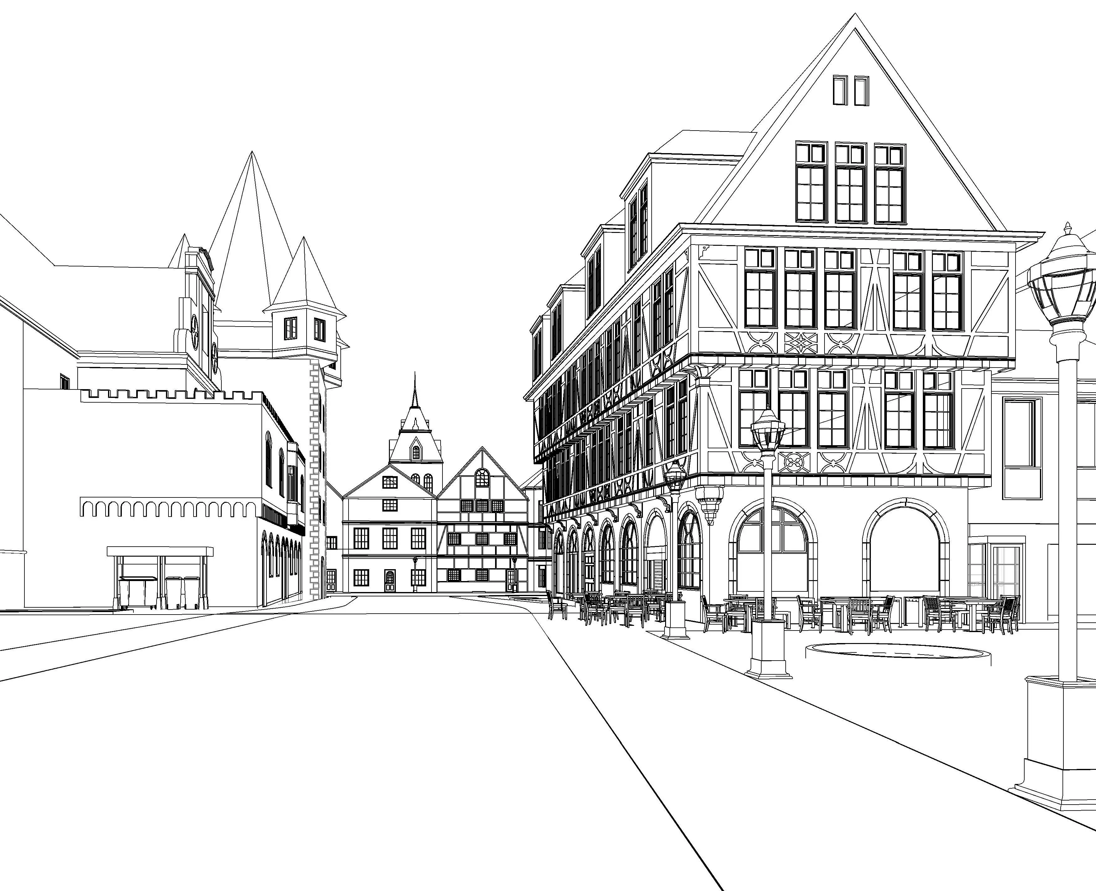 old europe streets 3 3D model 3D model_0