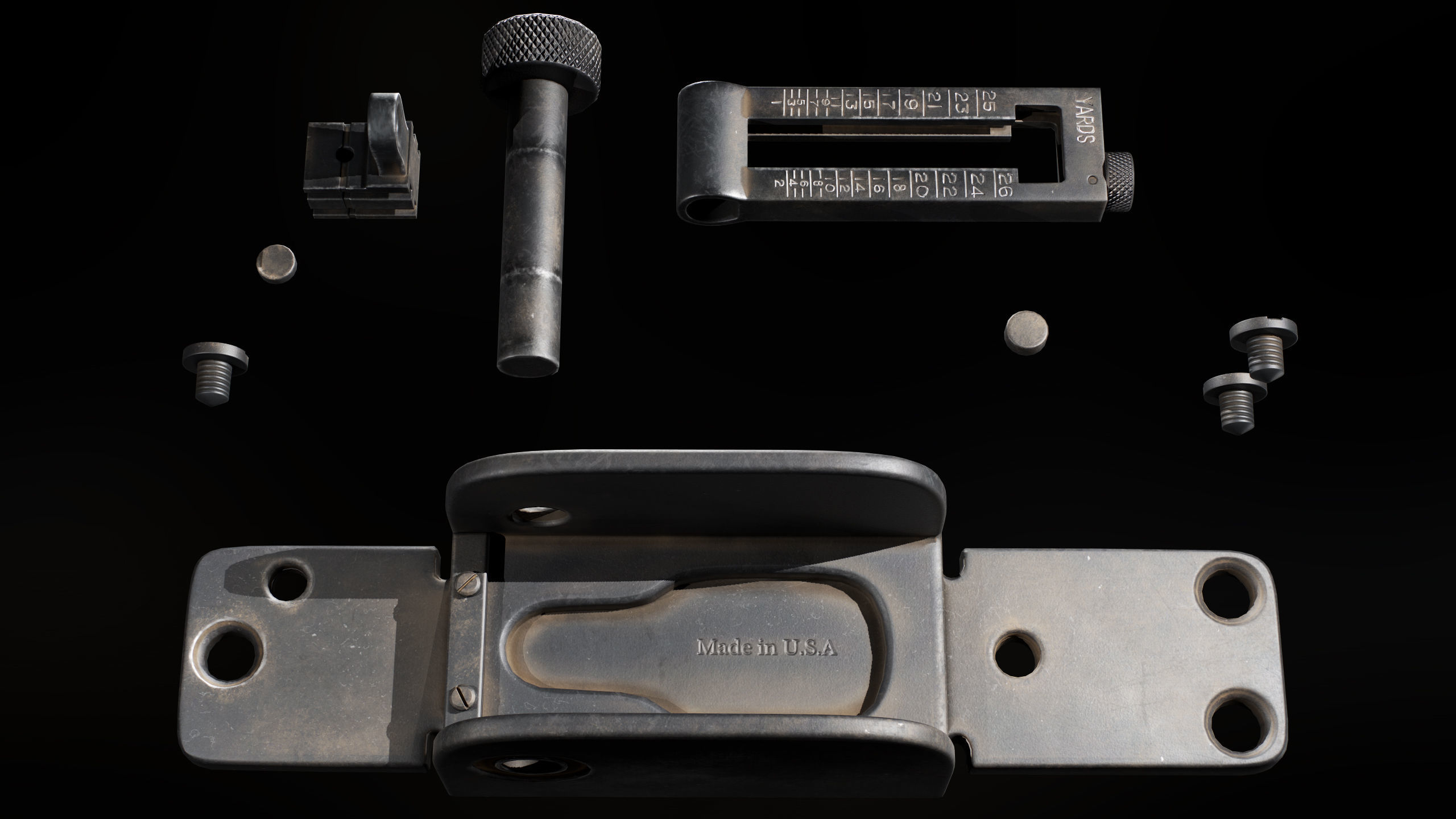 M2 Browning Heavy Machine Gun Low-poly 3D model_19