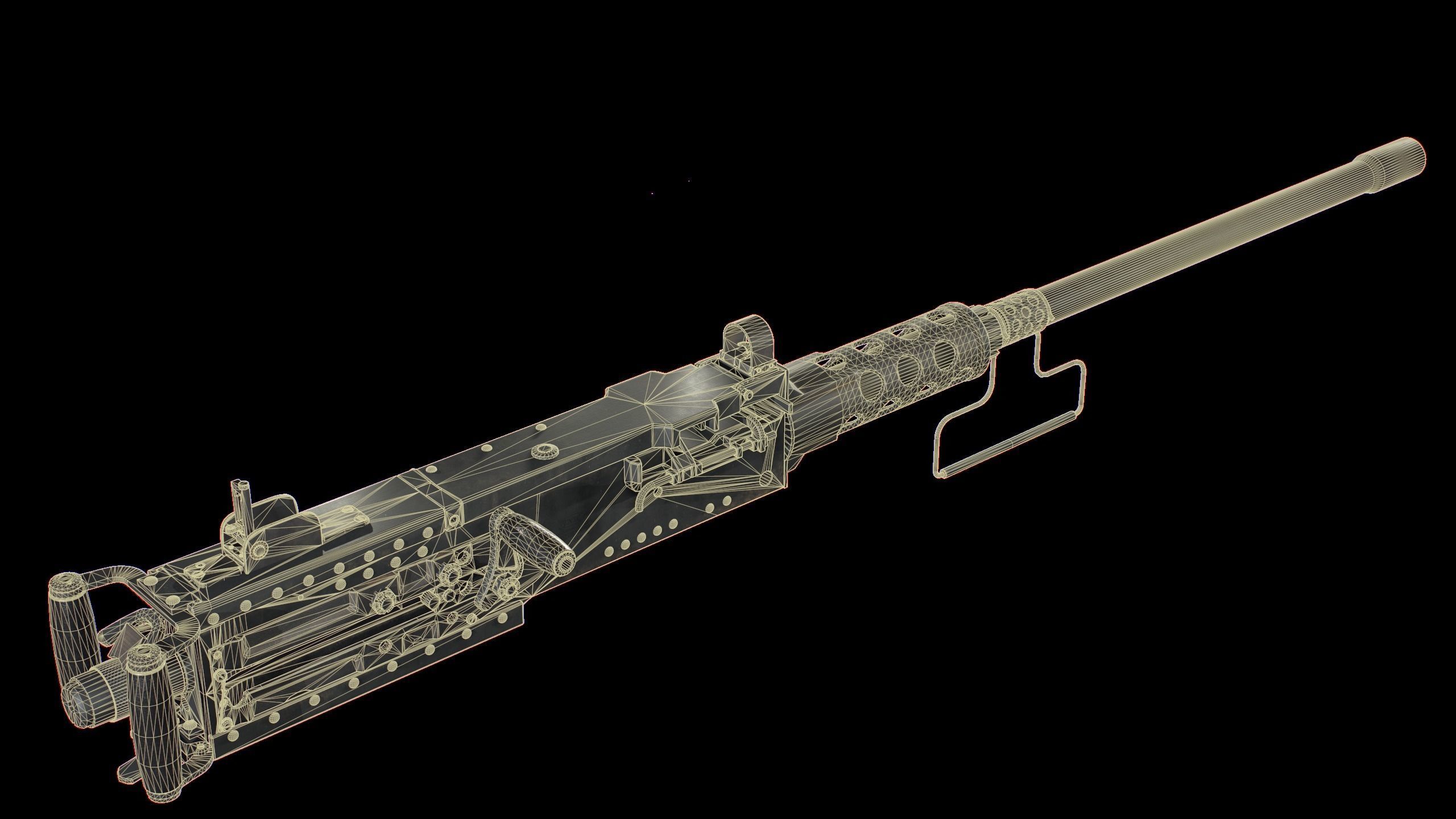 M2 Browning Heavy Machine Gun Low-poly 3D model_6