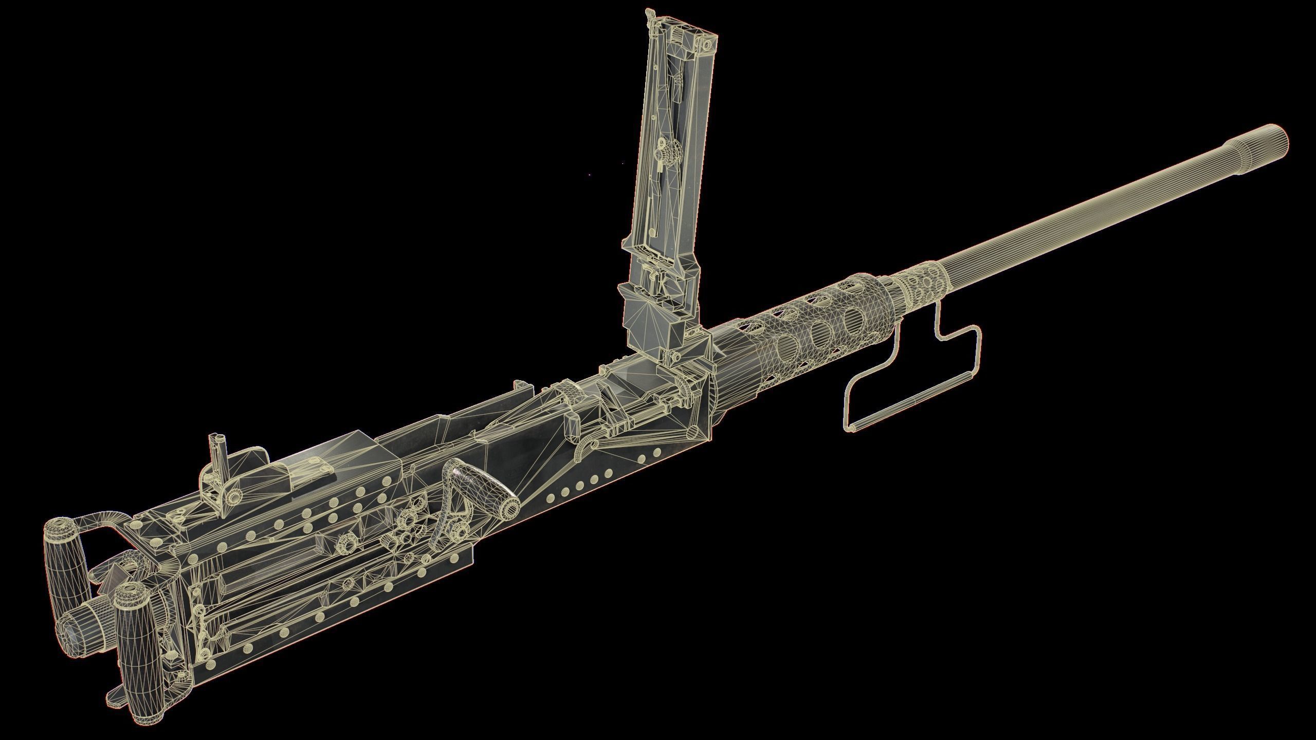 M2 Browning Heavy Machine Gun Low-poly 3D model_5