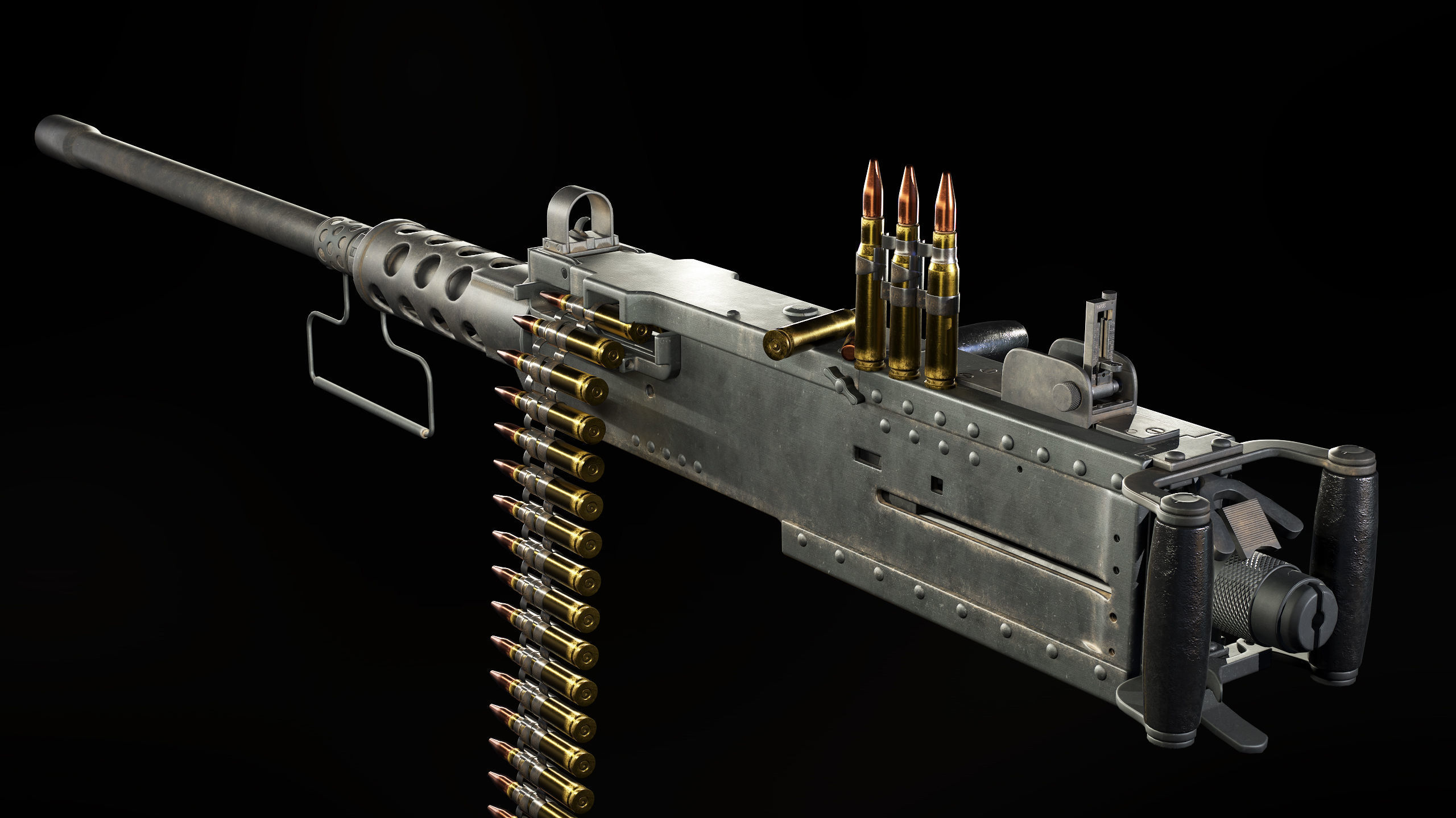M2 Browning Heavy Machine Gun Low-poly 3D model_1