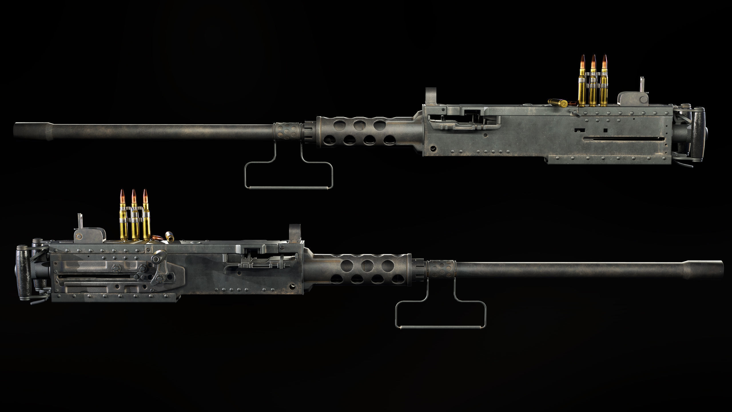 M2 Browning Heavy Machine Gun Low-poly 3D model_4