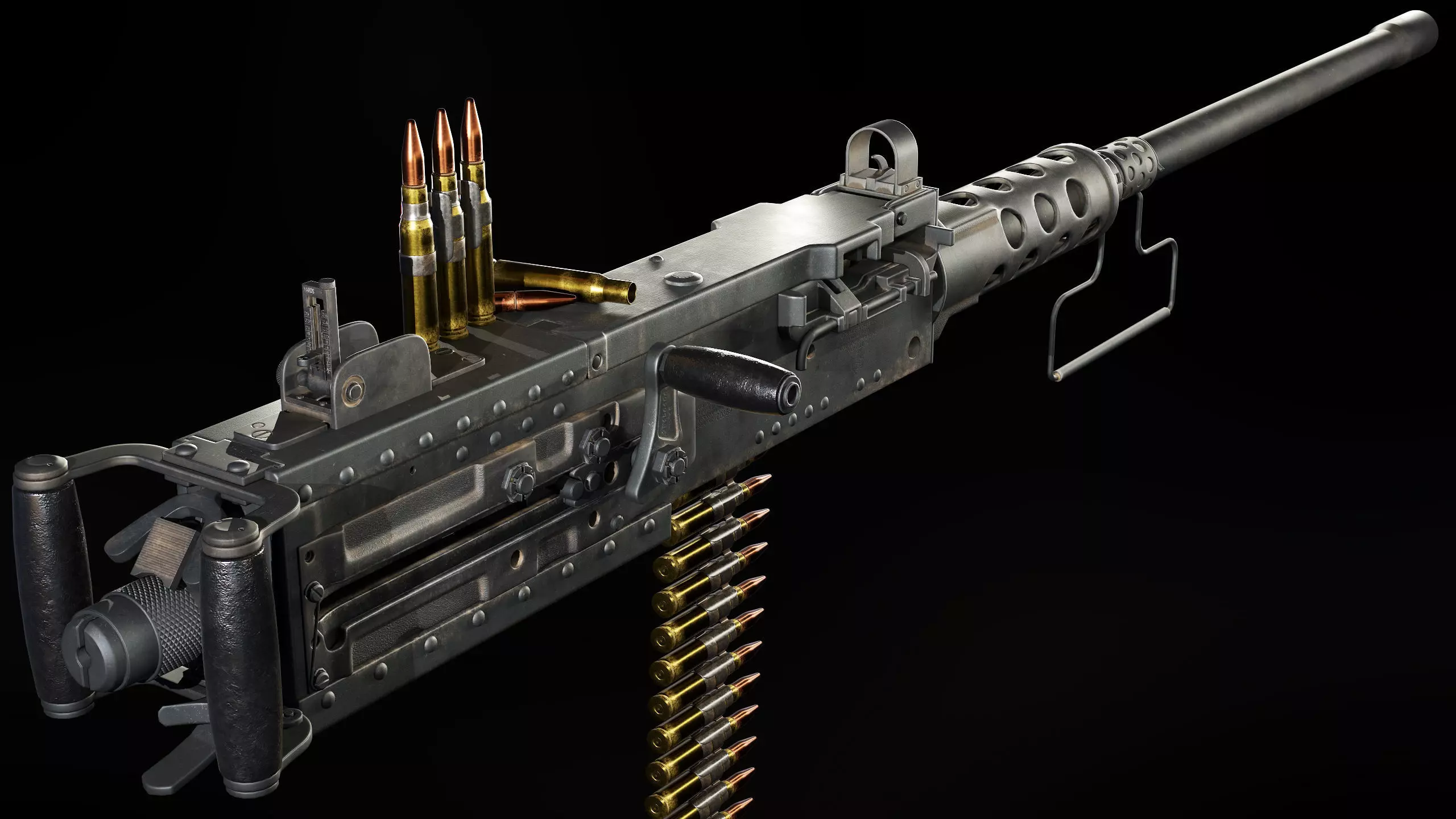 M2 Browning Heavy Machine Gun Low-poly 3D model_0