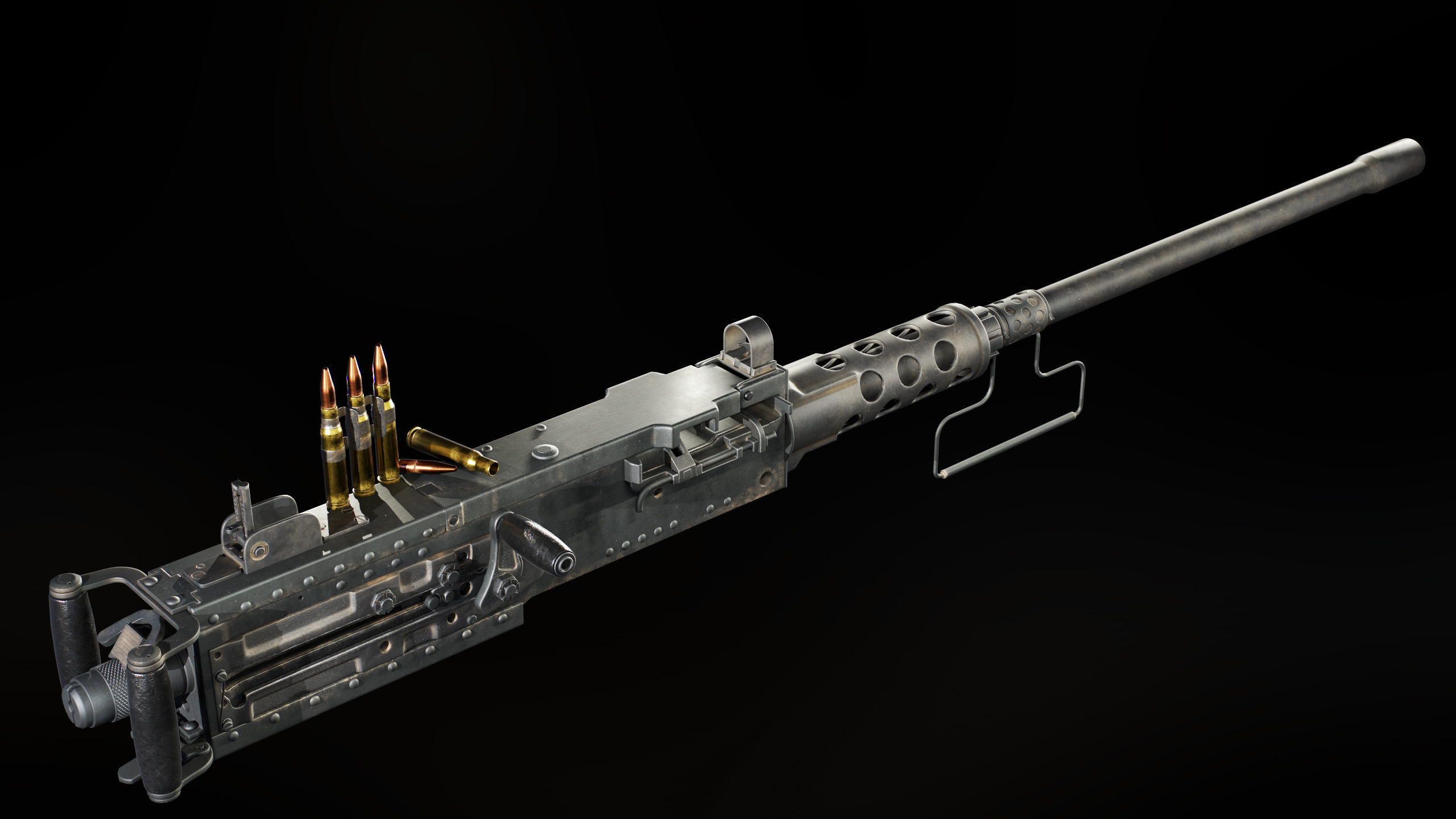 M2 Browning Heavy Machine Gun Low-poly 3D model_2