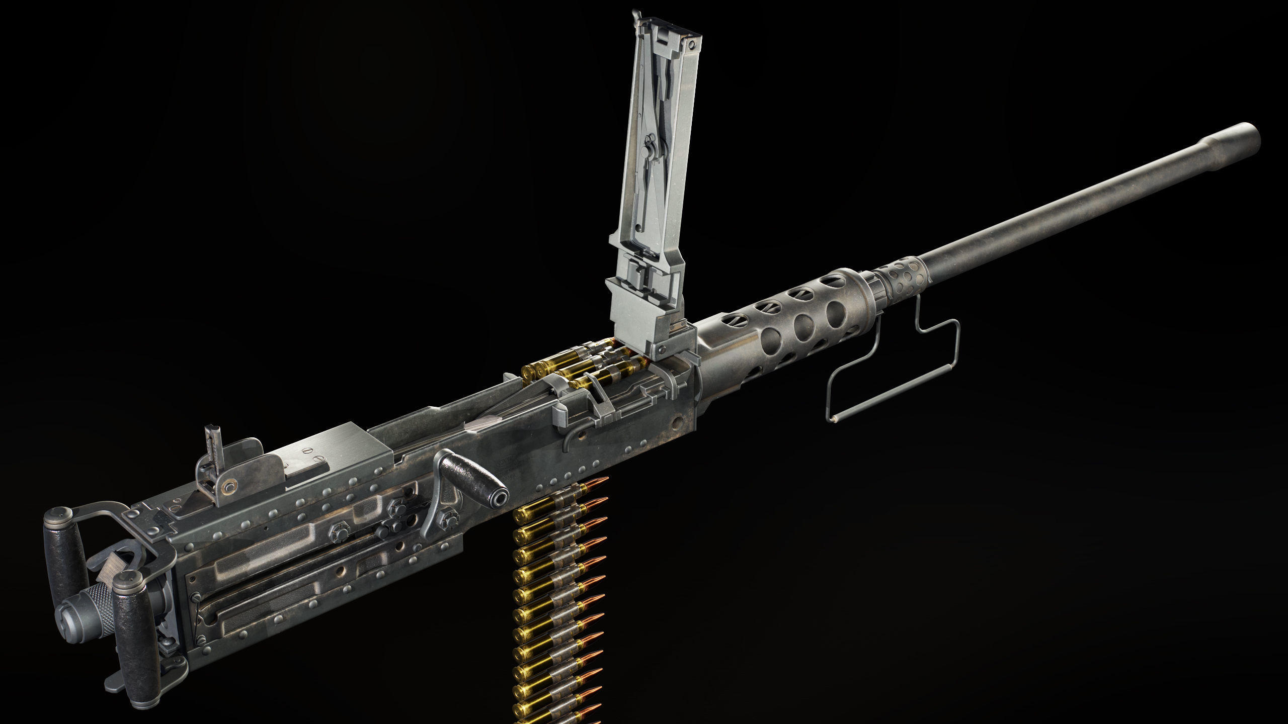 M2 Browning Heavy Machine Gun Low-poly 3D model_3