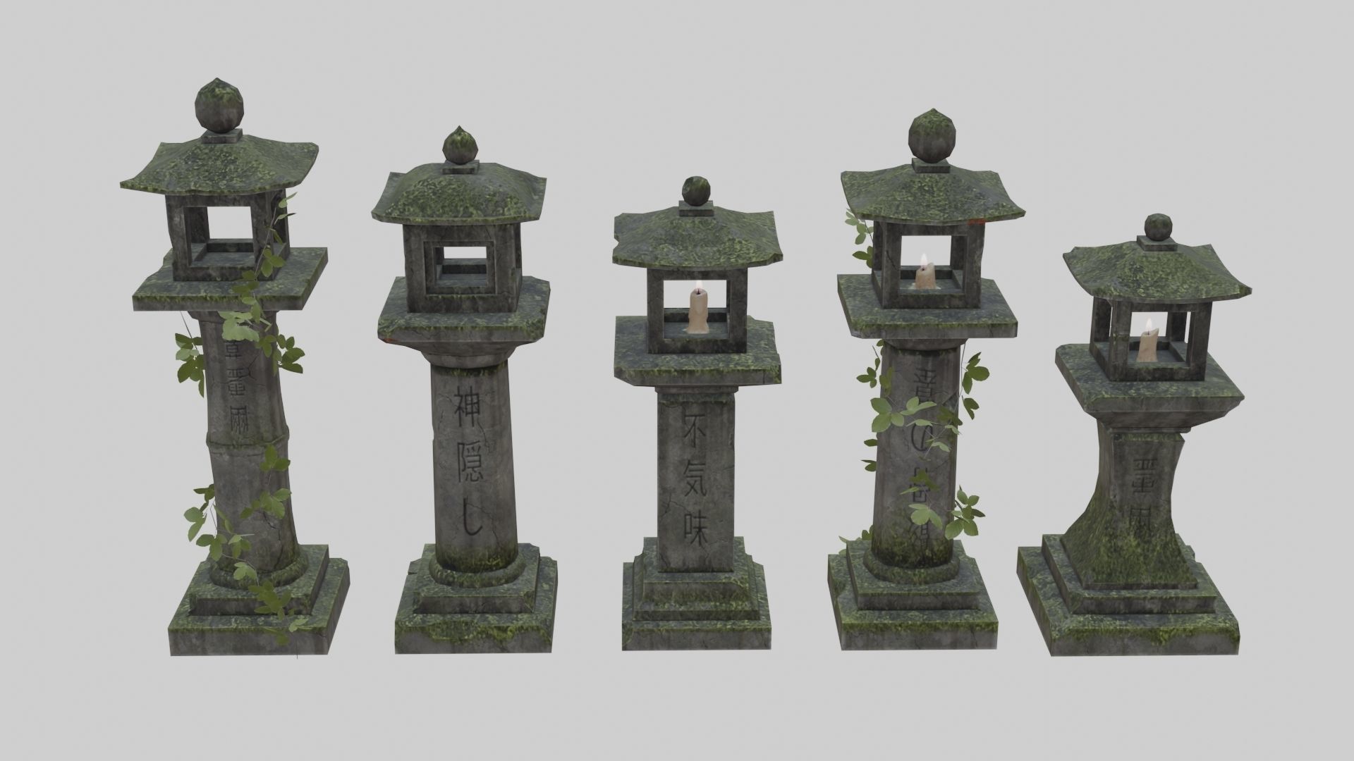 Low Poly Japanese Shinto Temple Pack With PBR Materials Low-poly 3D model_43