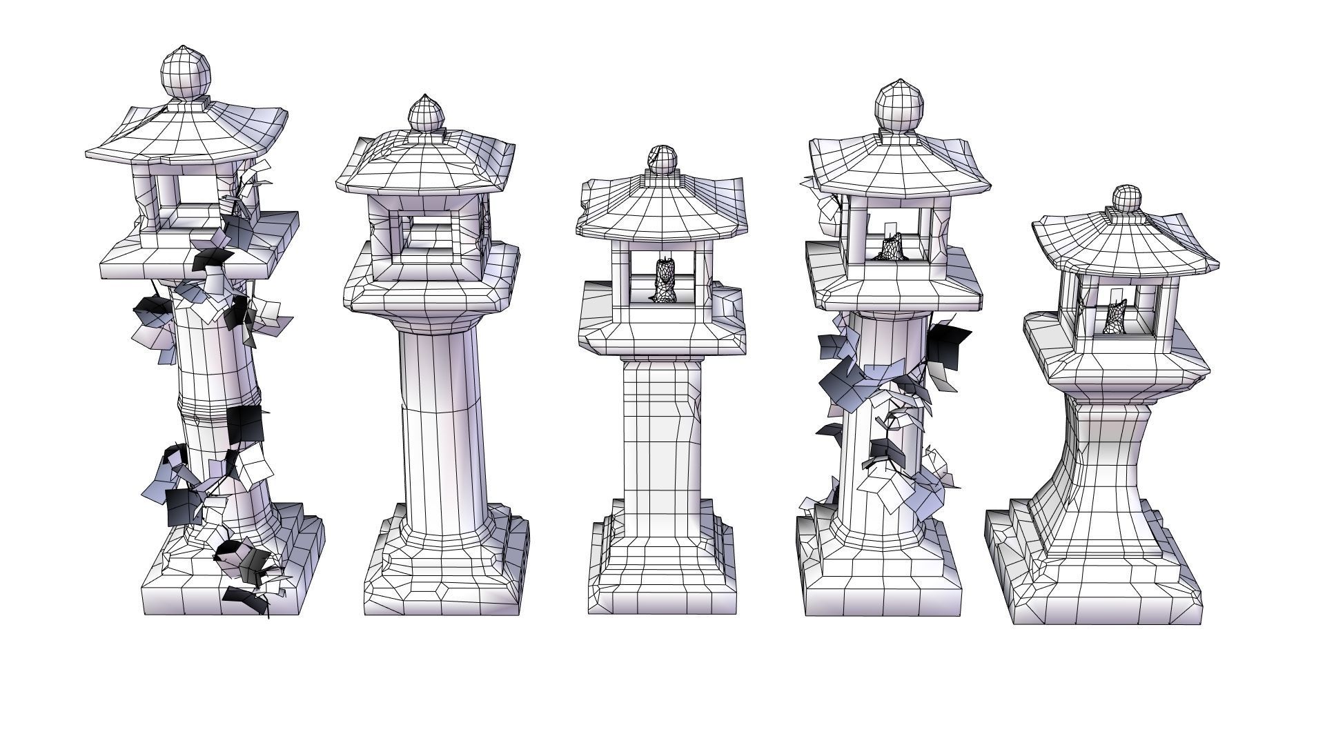 Low Poly Japanese Shinto Temple Pack With PBR Materials Low-poly 3D model_96