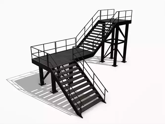 Lowpoly Modular Industrial Stairs