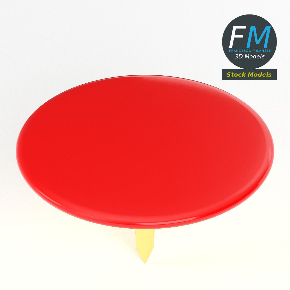 Round push pin 3D model_2