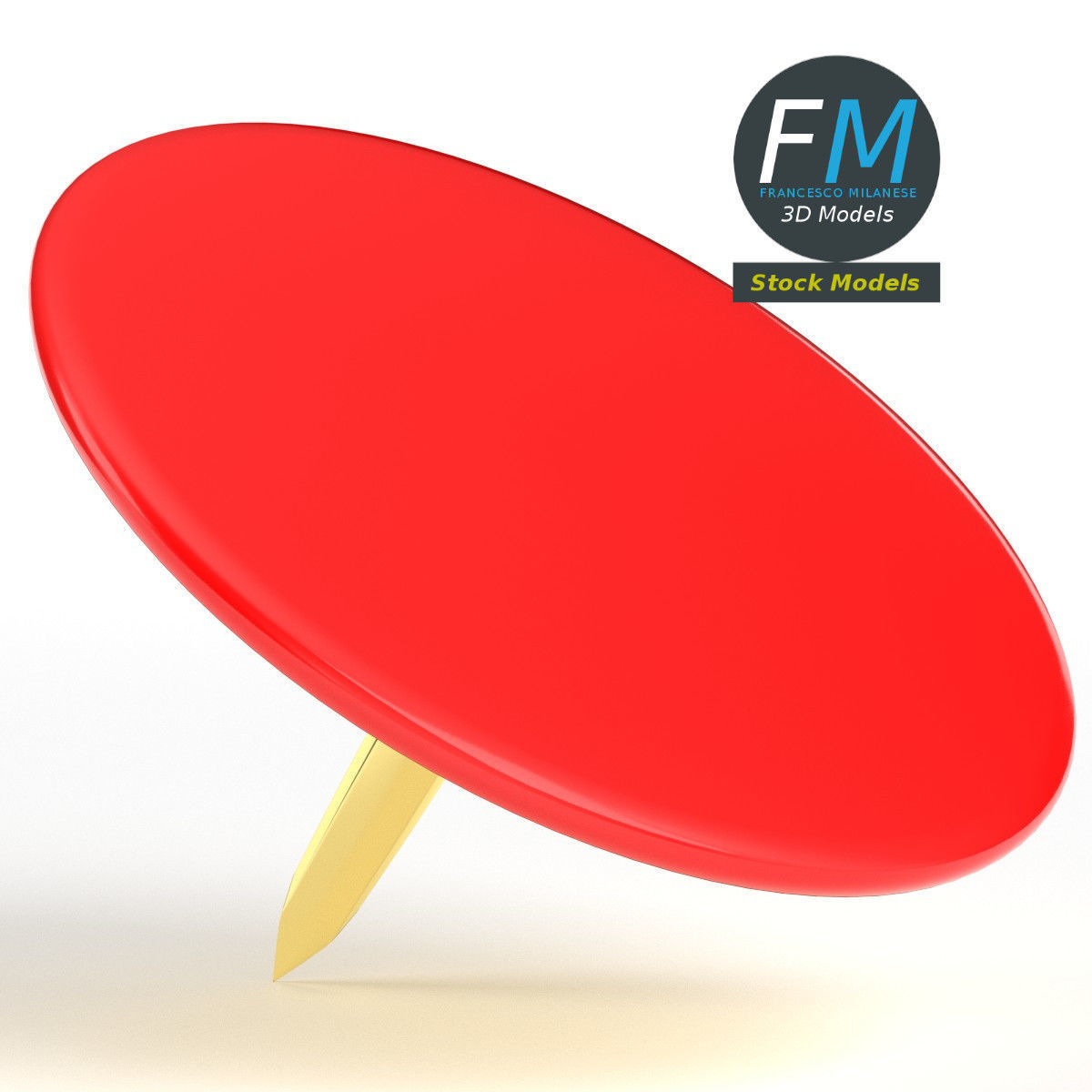 Round push pin 3D model_4