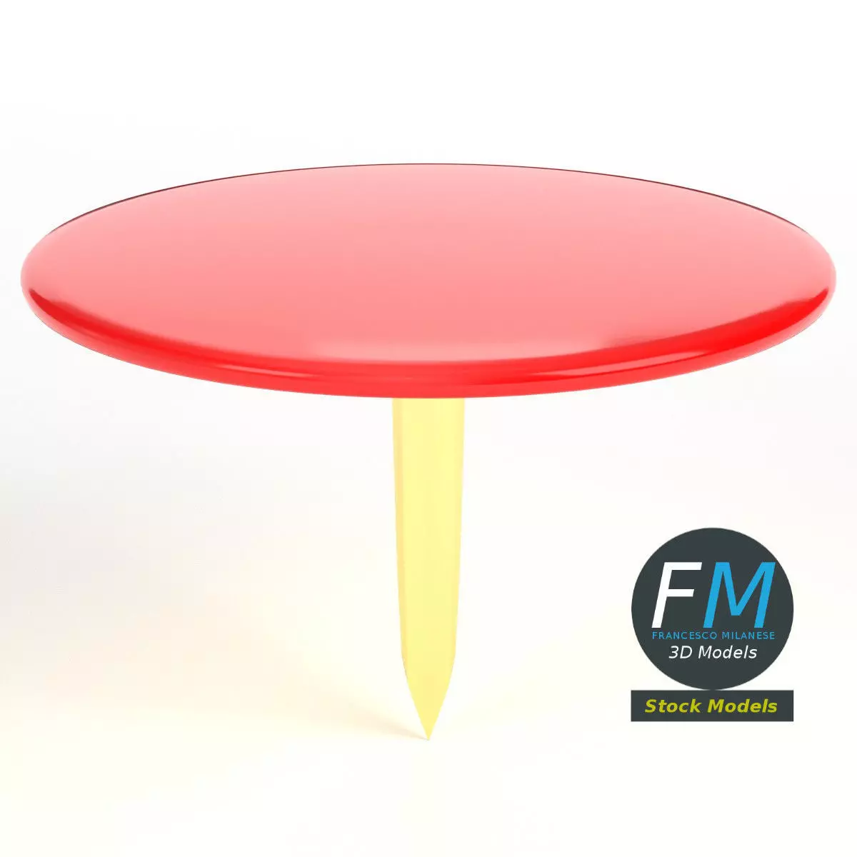 Round push pin 3D model_0