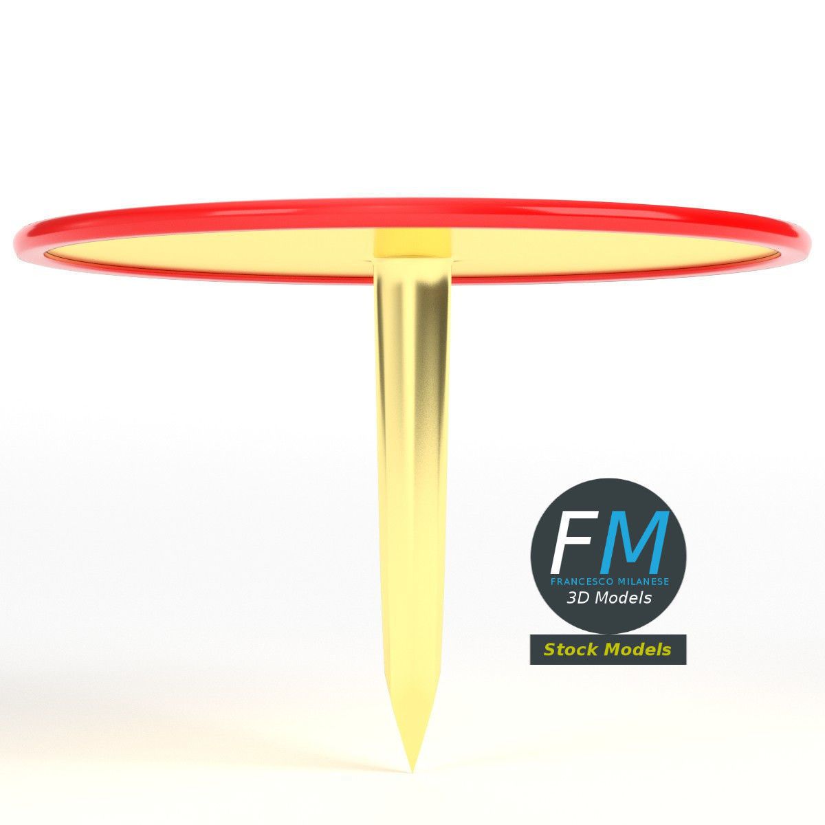 Round push pin 3D model_3