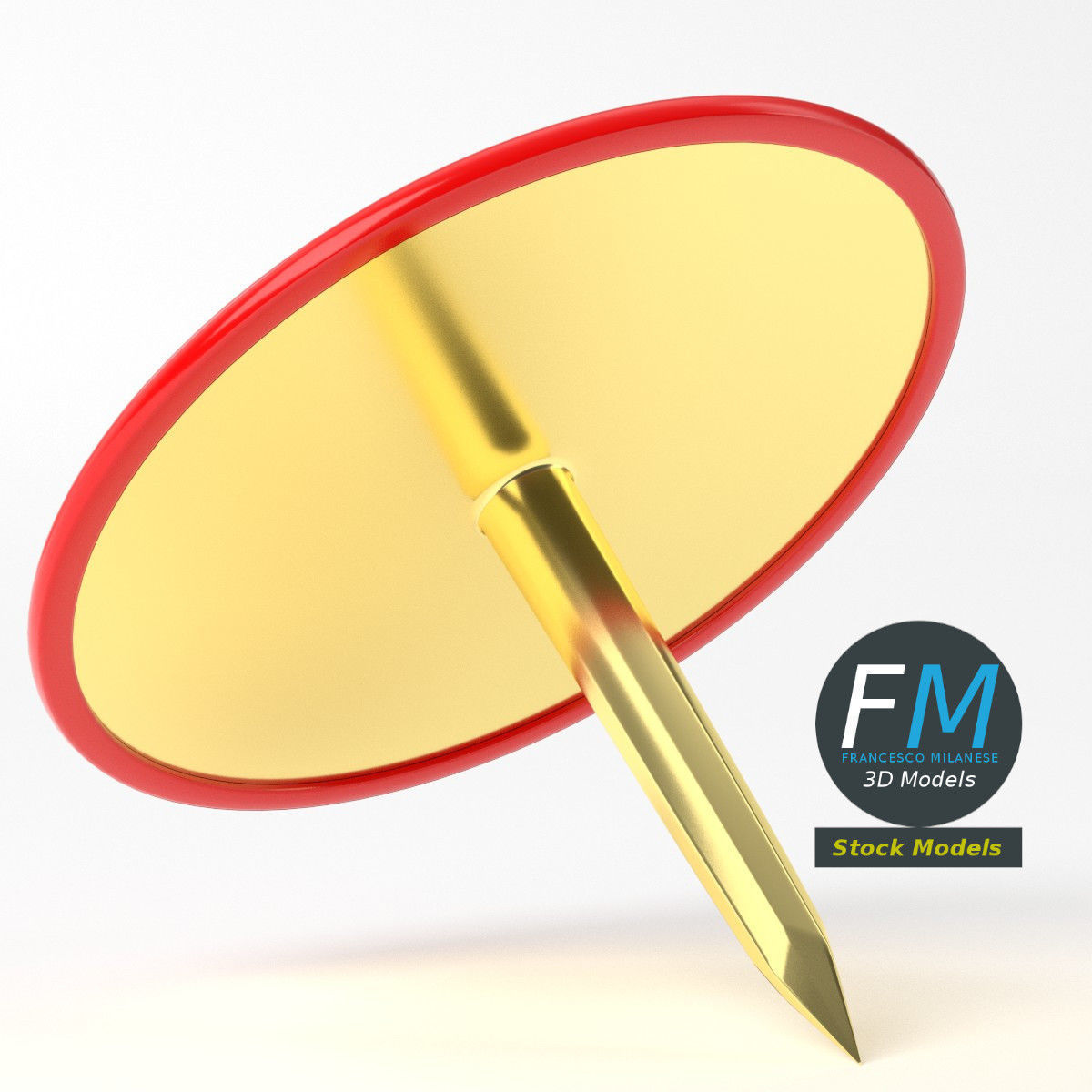 Round push pin 3D model_5