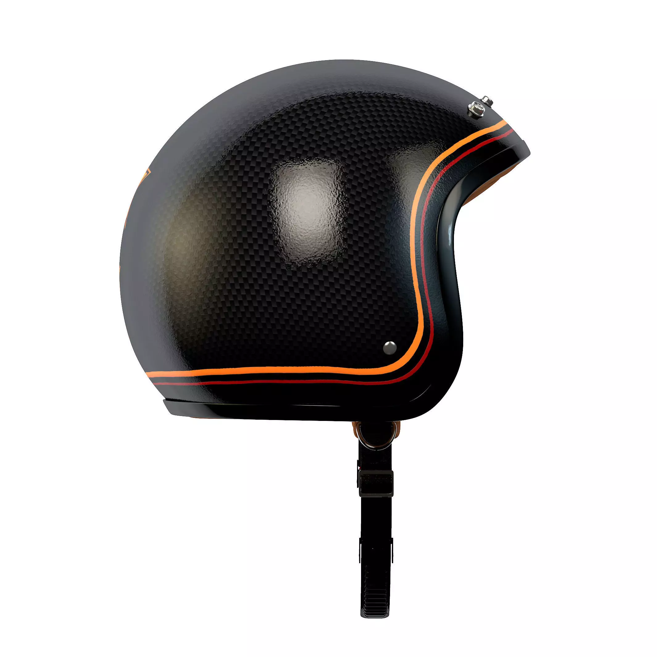 Helmet carbon fibre motorcycle orange 3D model