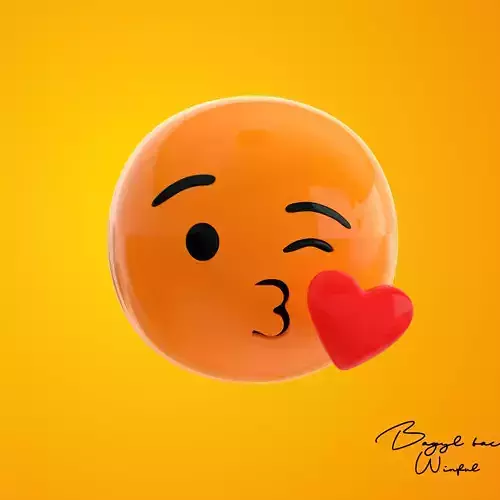 Emoji Winking and Blowing Kiss 3D model
